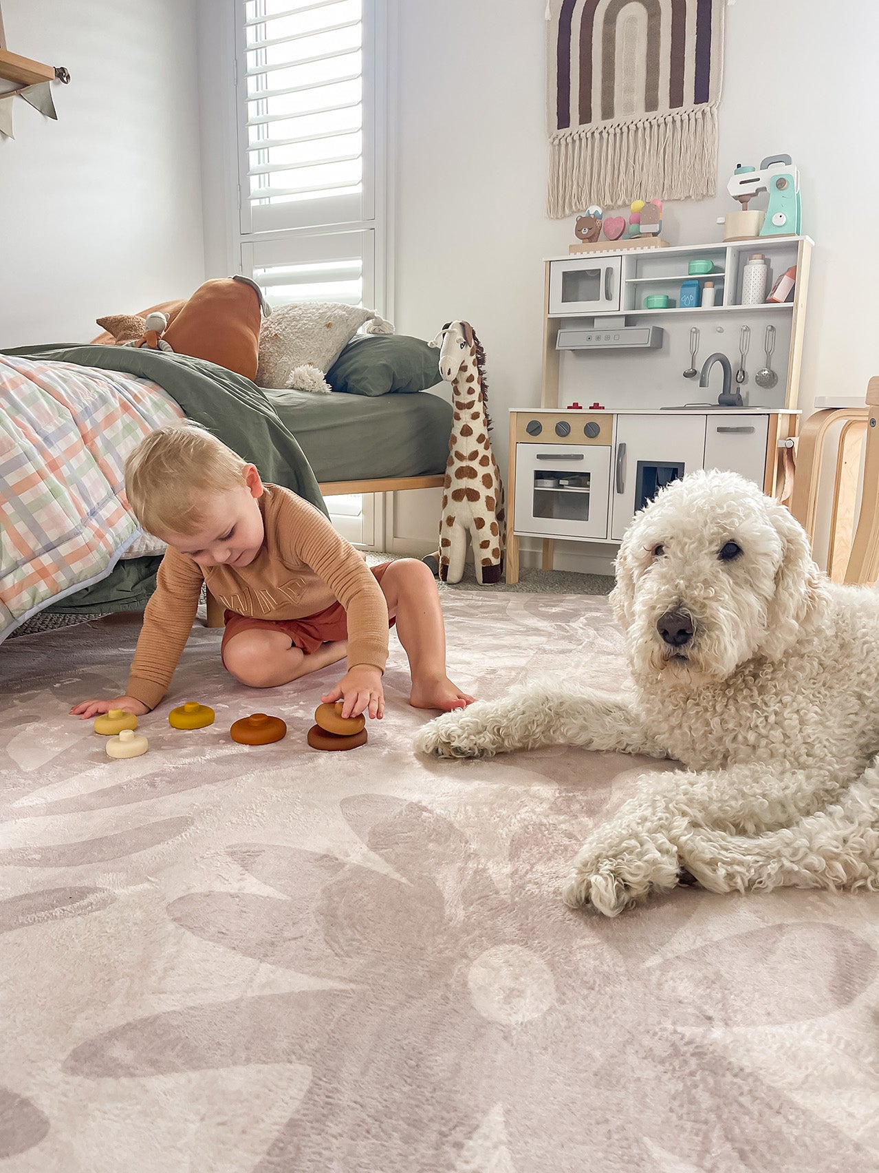 Antem Cream Beige Shapes Rollie Pollie Round Playmat