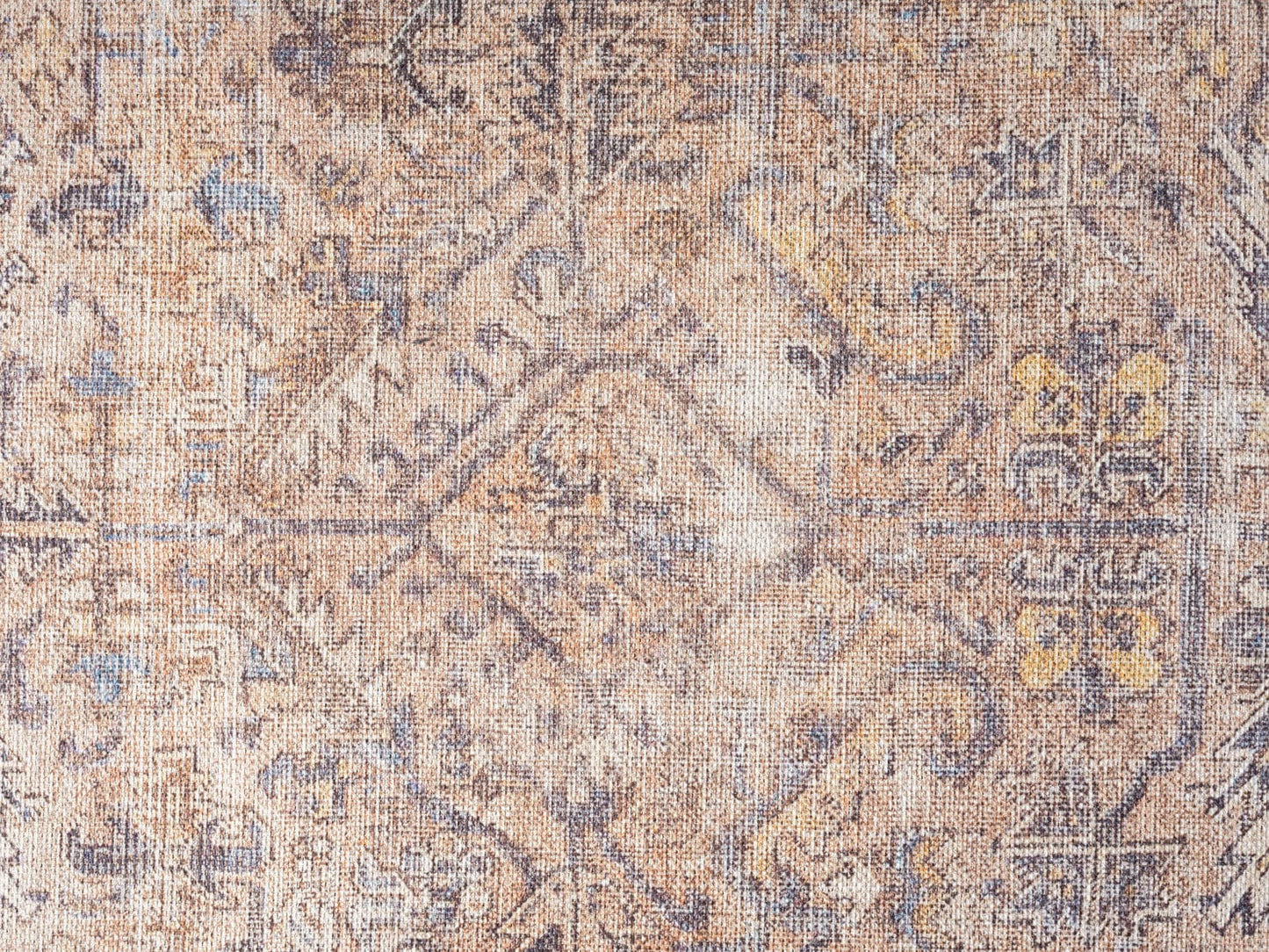 Anyel Brown and Blue Traditional Distressed Washable Runner Rug