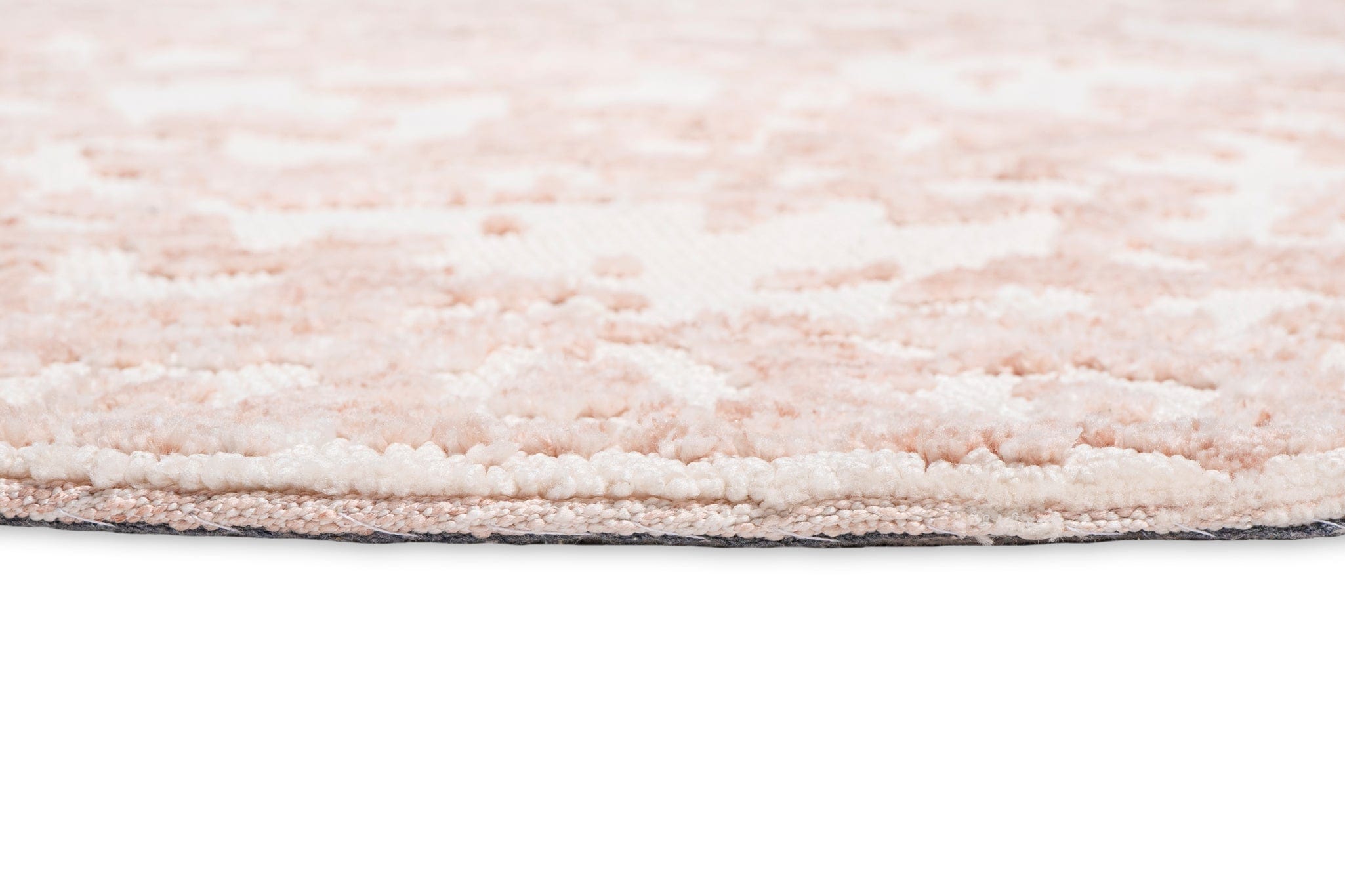 Transitional Entry Rugs Round Aria Pink and Ivory Floral Transitional Round Rug