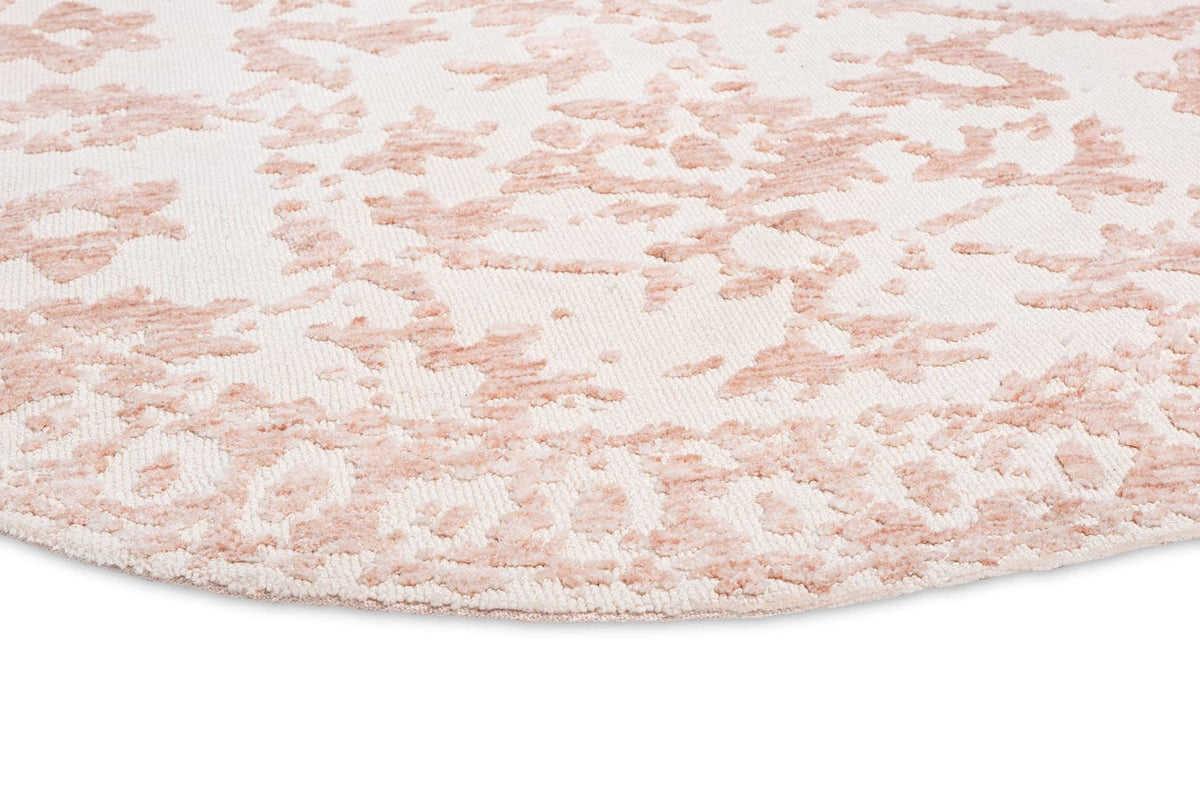 Aria Pink and Ivory Floral Transitional Round Rug