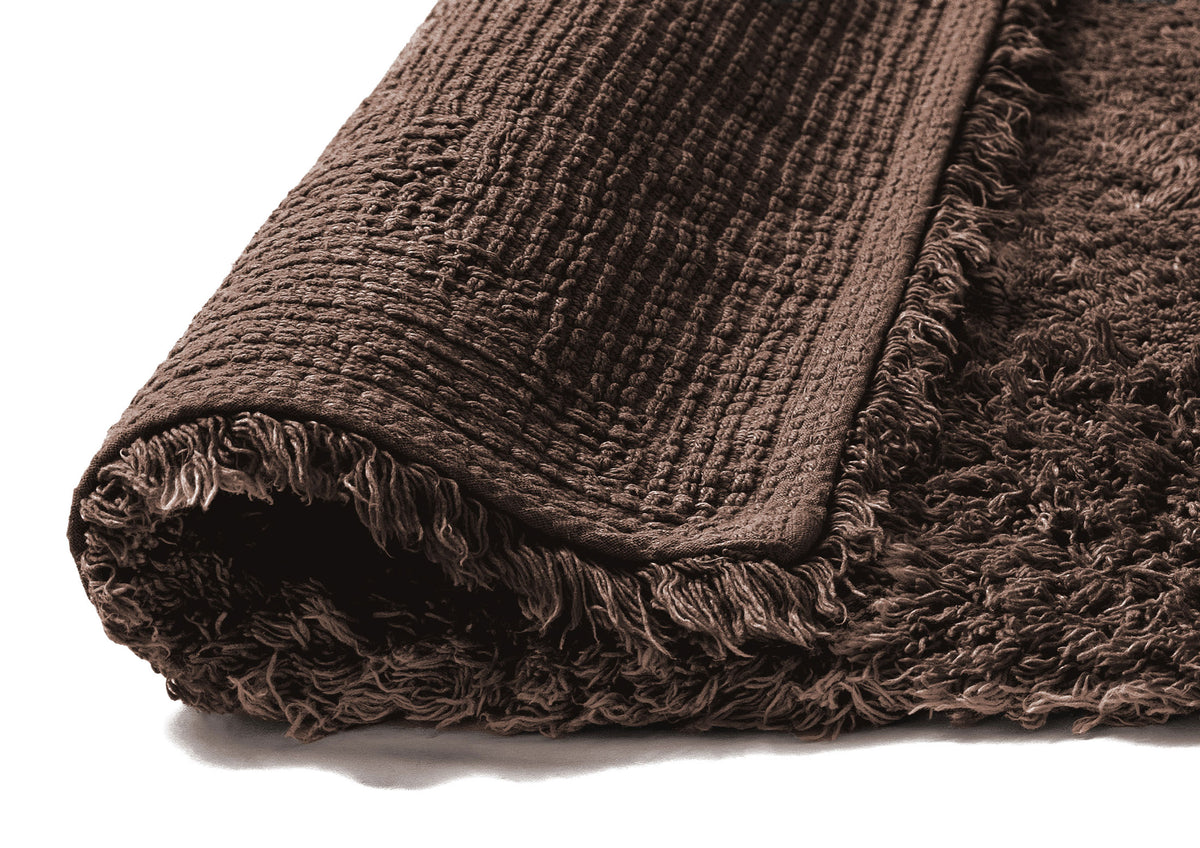 Astrid Cocoa Brown Shag Border Bath Mat