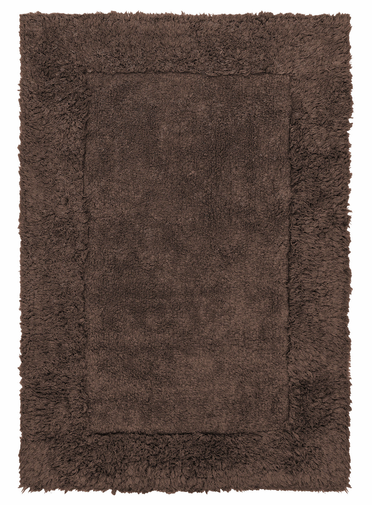 Astrid Cocoa Brown Shag Border Bath Mat
