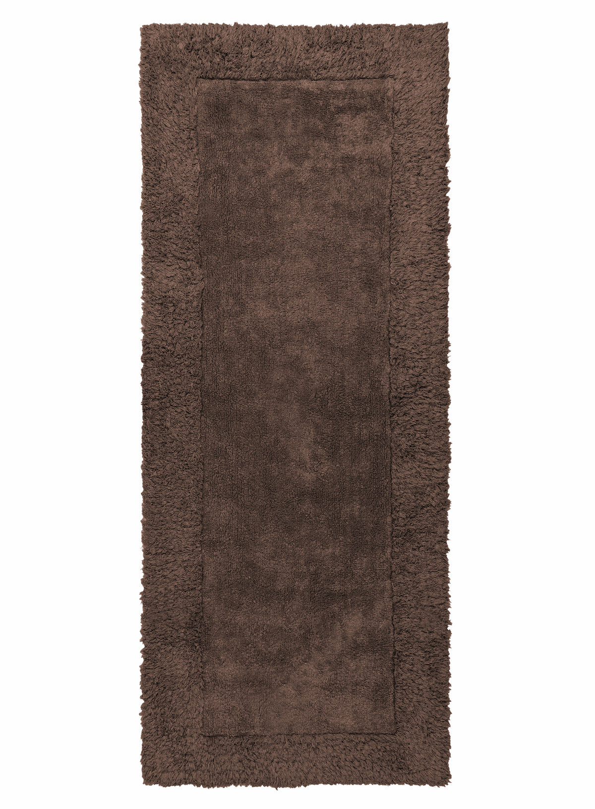 Astrid Cocoa Brown Shag Border Bath Mat