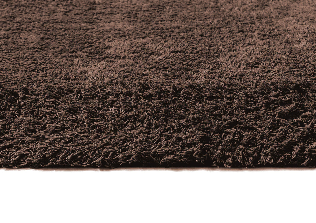 Astrid Cocoa Brown Shag Border Bath Mat