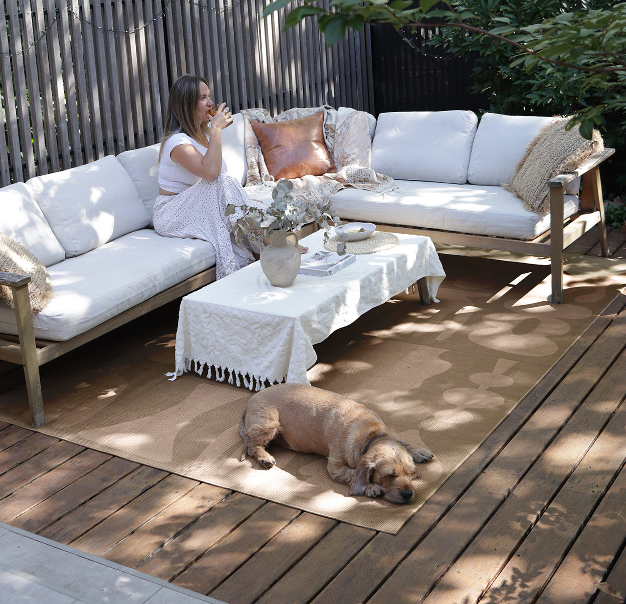 Aswati Brown Graphic Indoor Outdoor Washable Rug