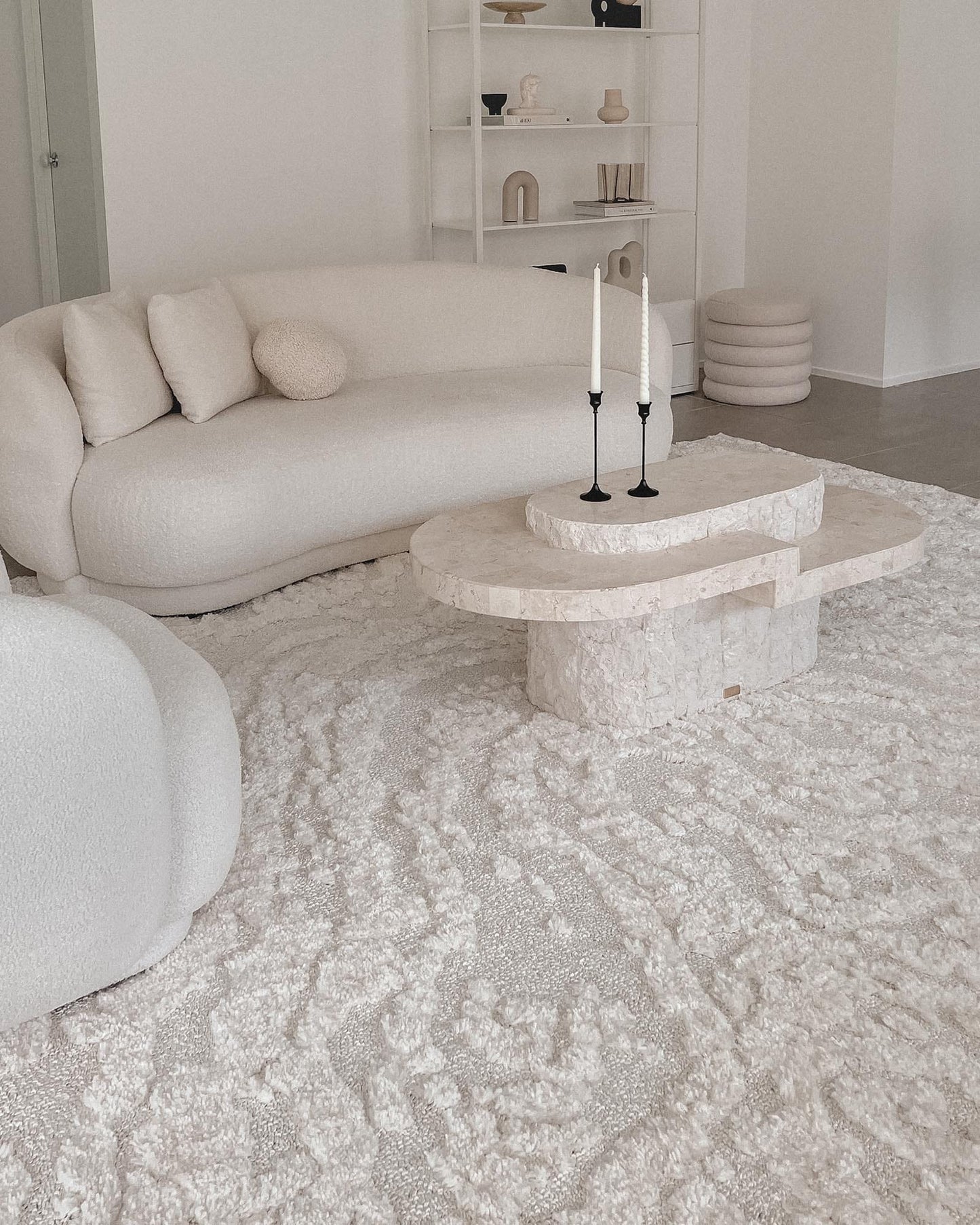 Aurora Ivory Cream Abstract Textured Rug