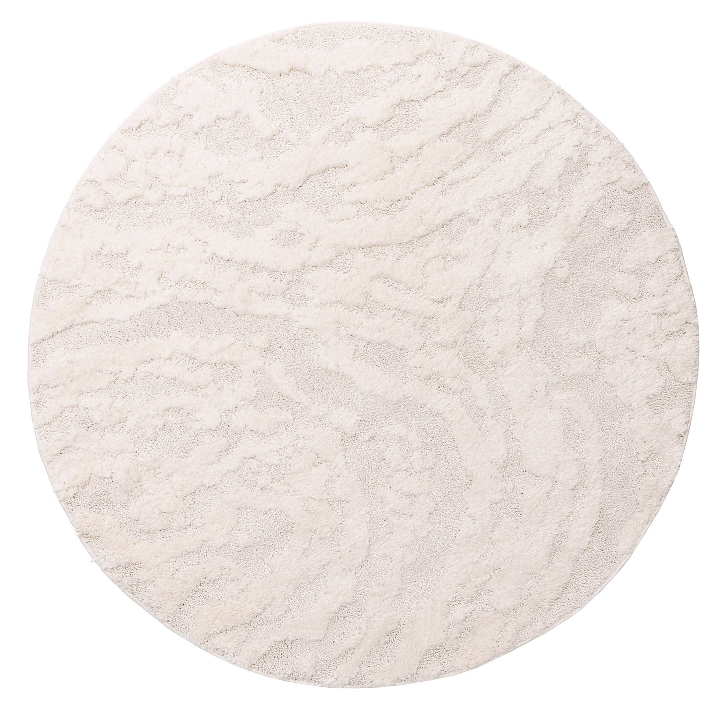 Aurora Ivory Cream Abstract Textured Round Rug