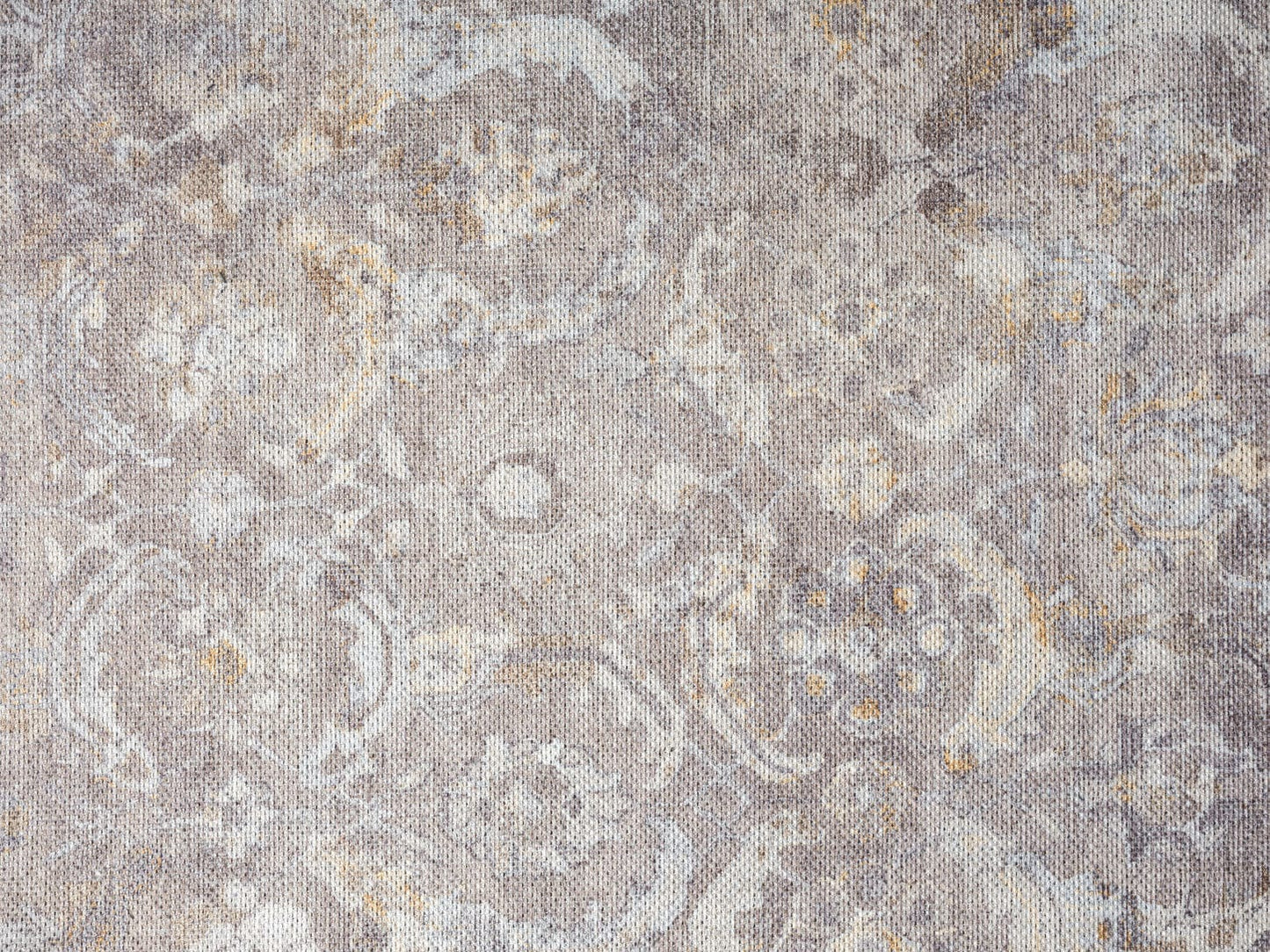 Ava Grey and Gold Traditional Distressed Washable Rug