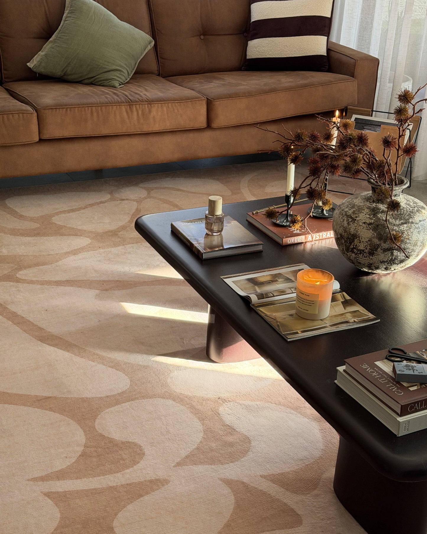 Ayesha Brown Floral Washable Rug