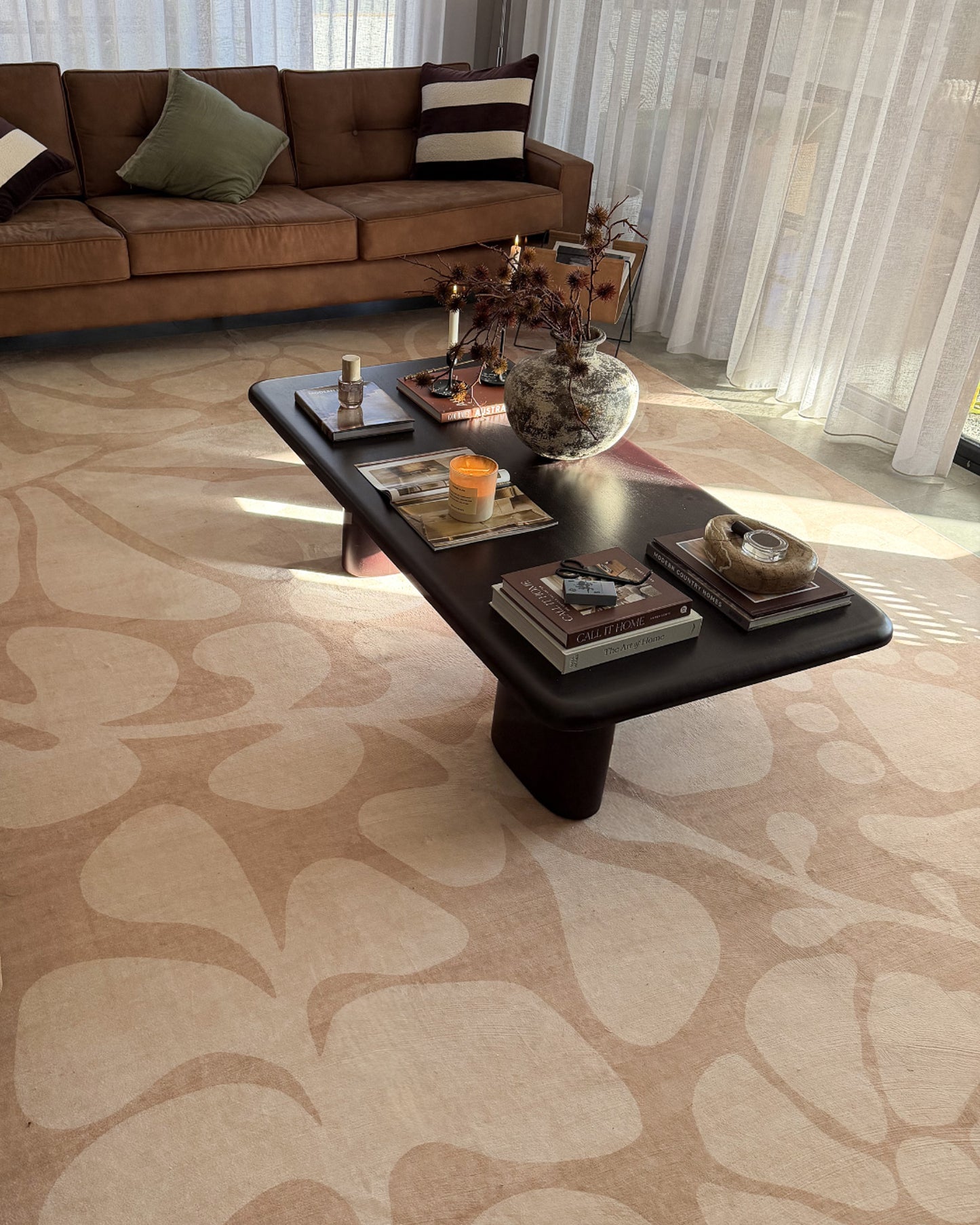 Ayesha Brown Floral Washable Rug
