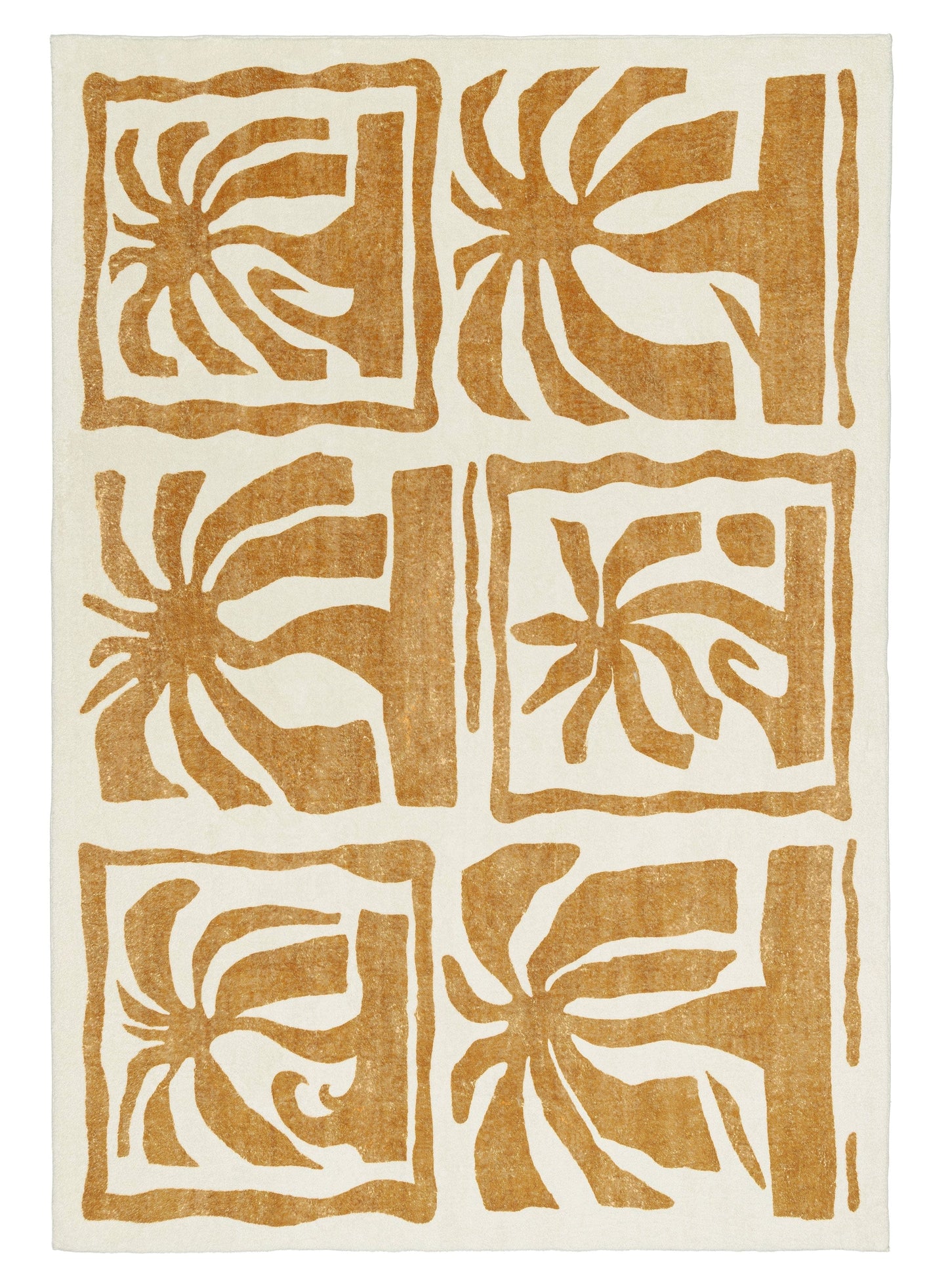 Azalea Brown Tan Waves and Palms Washable Rug