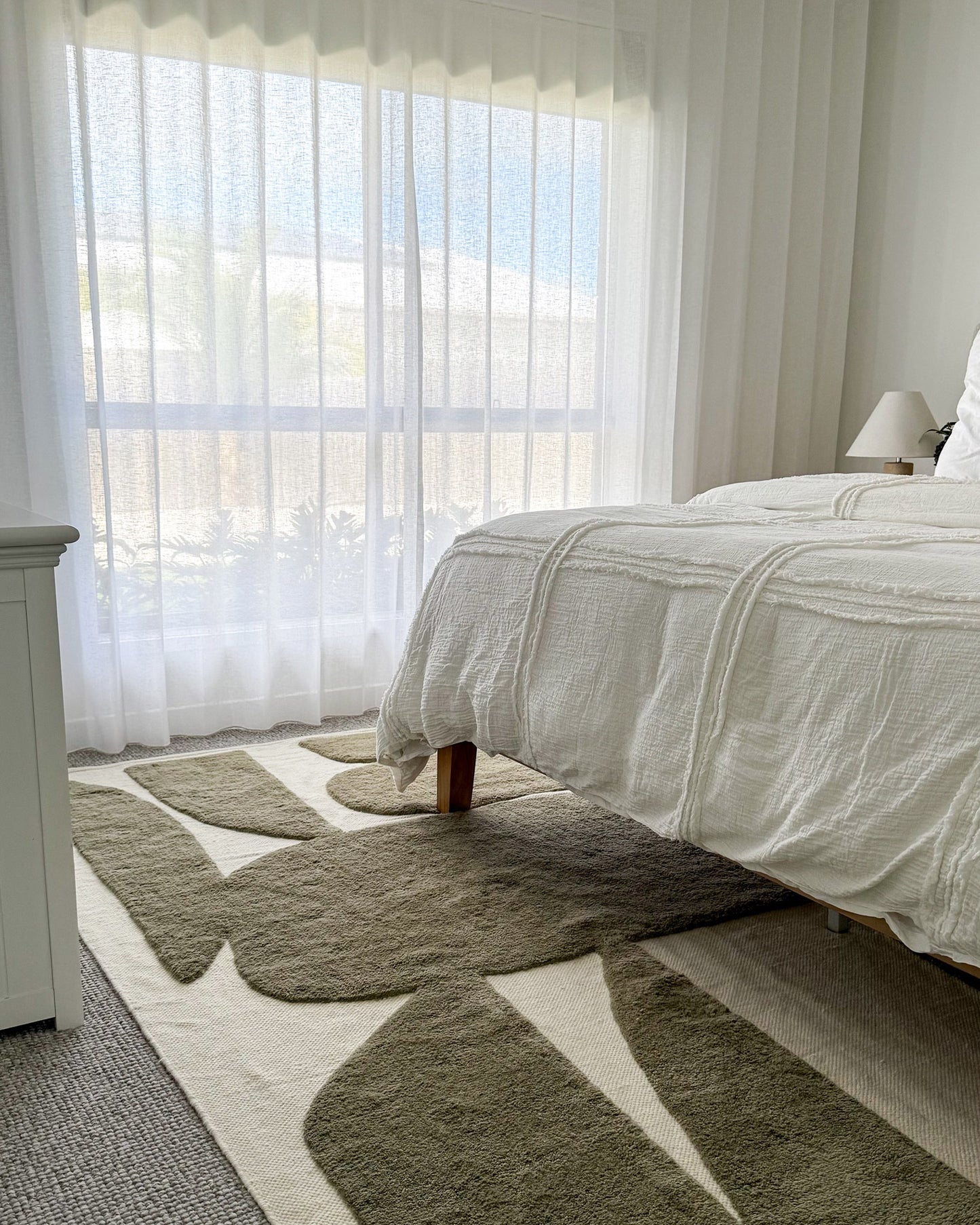 Azibo Green Abstract Washable Wool Rug