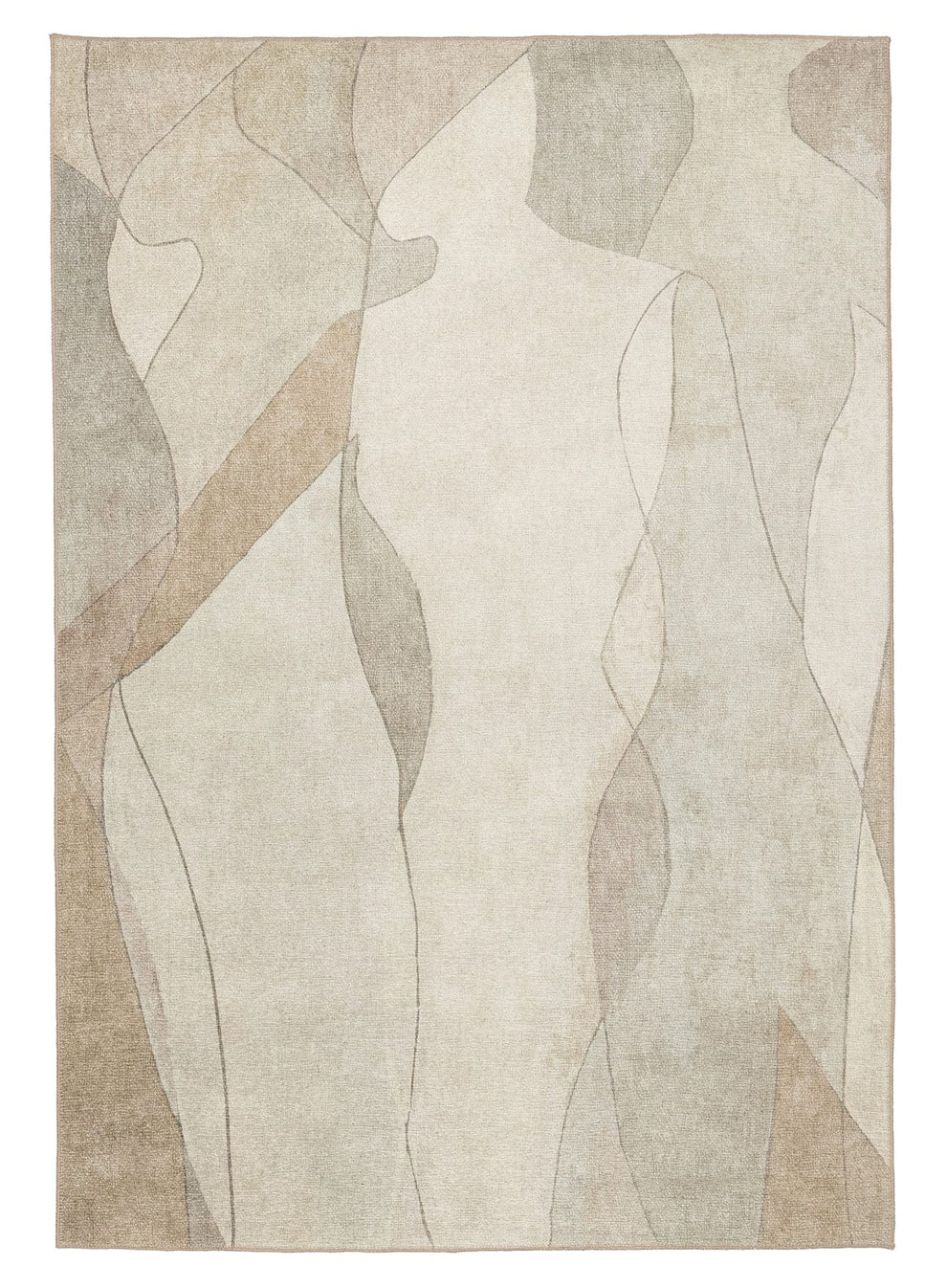 Tumble Rug Color Azra Azra Grey and Beige Abstract Washable Rug
