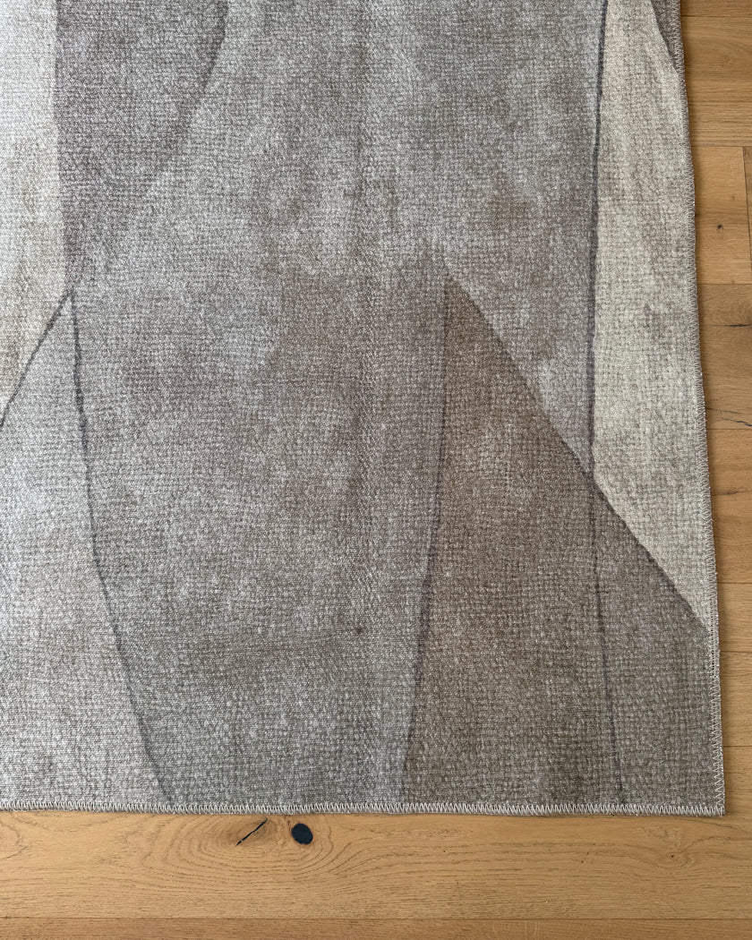 Azra Grey and Beige Abstract Washable Rug