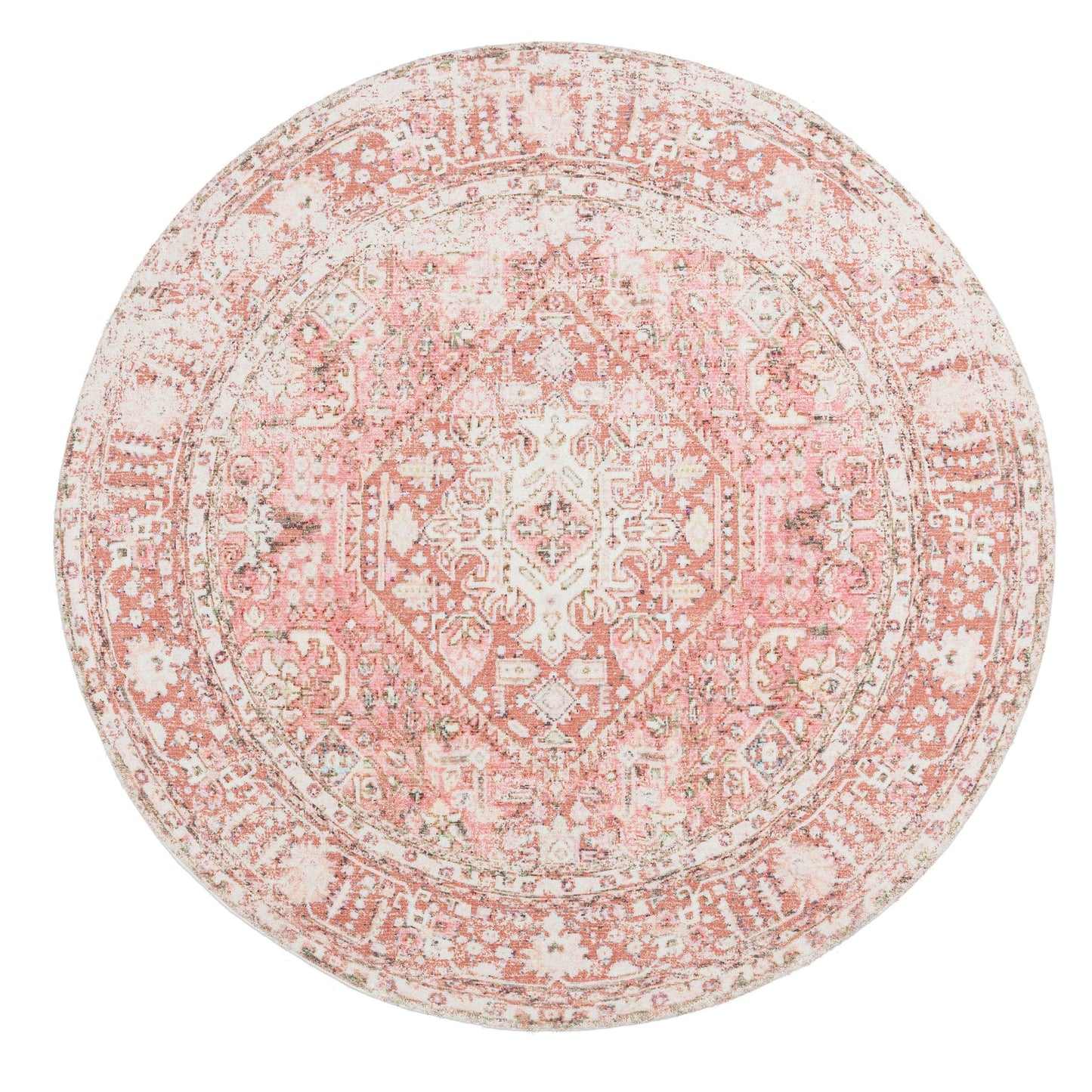 Beatrice Peach Transitional Washable Round Rug