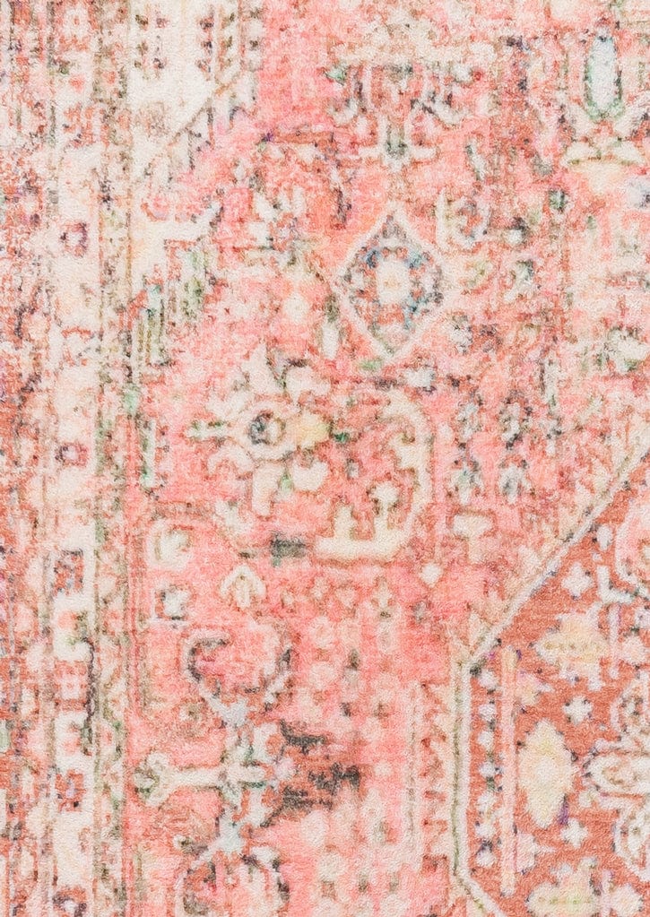 Beatrice Peach Transitional Washable Round Rug
