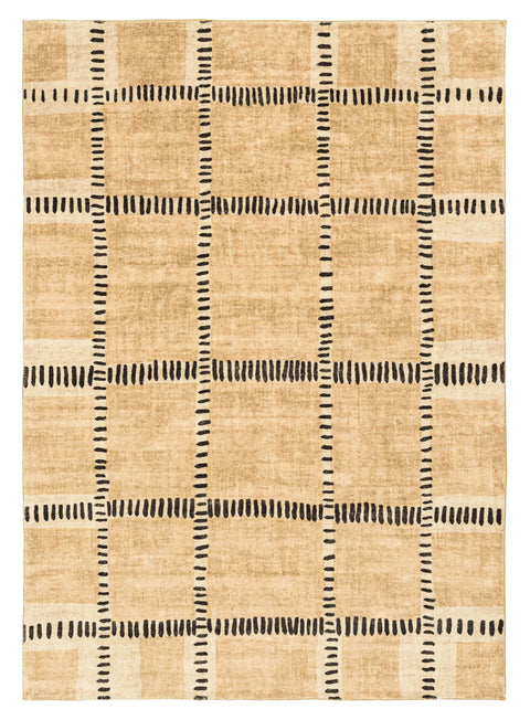 Bernice Brown Charcoal Tribal Pattern Washable Rug