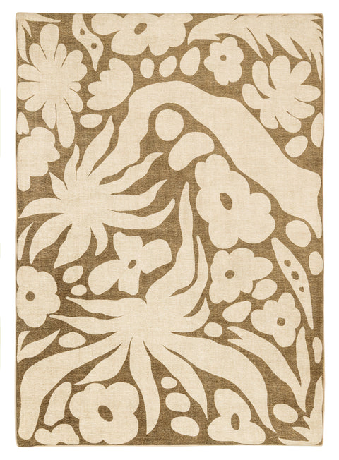 Bess Khaki and Brown Floral Rollie Pollie Playmat