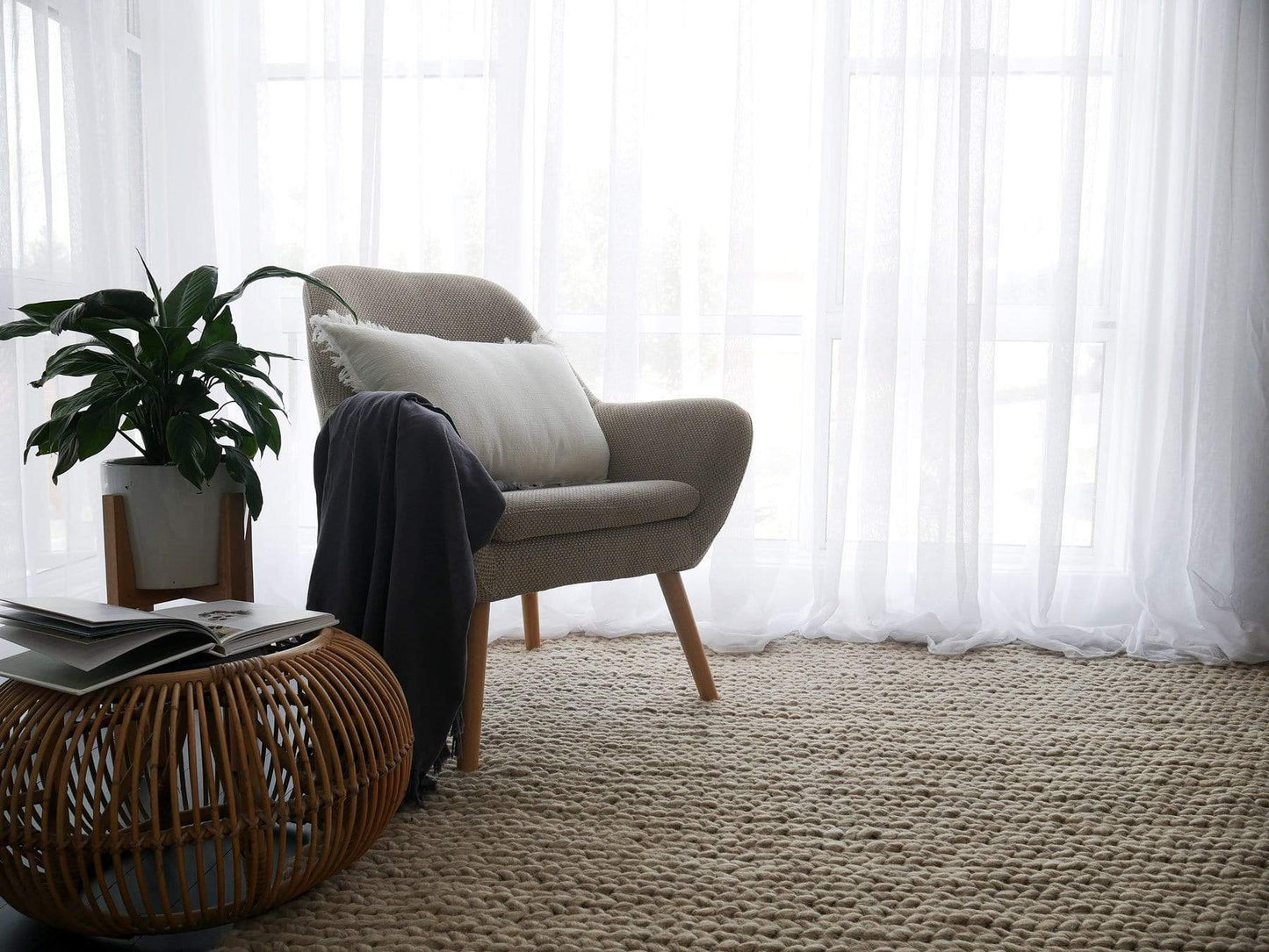 Bianca Natural Tan Braided Wool Rug