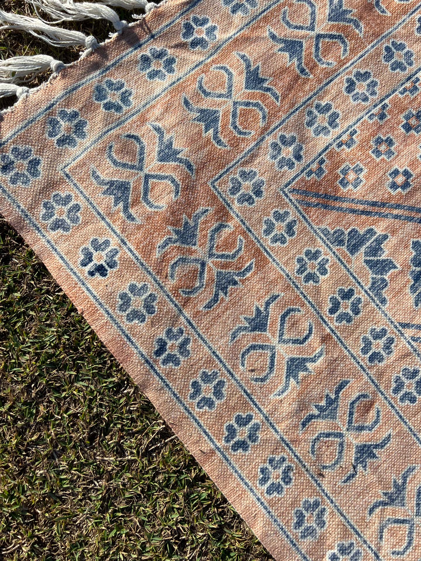 Bibi Blue and Orange Boho Picnic Rug