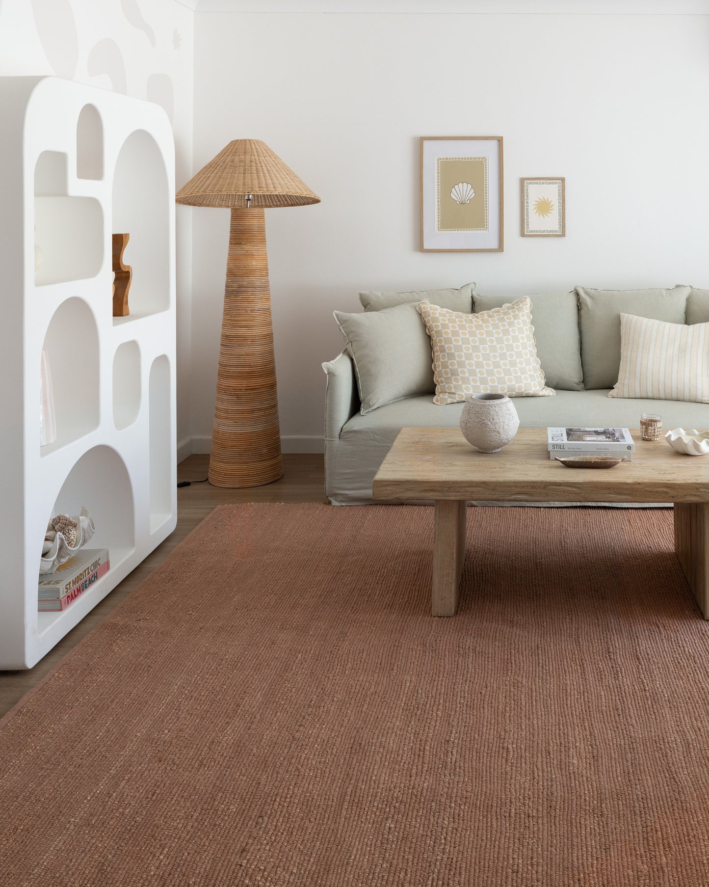 Briony Peach Flatweave Jute and Cotton Rug