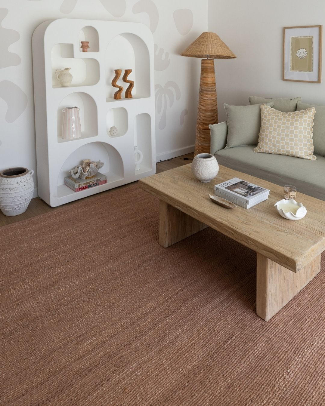 Briony Peach Flatweave Jute and Cotton Rug