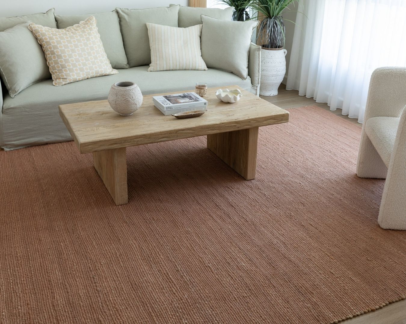 Briony Peach Flatweave Jute and Cotton Rug