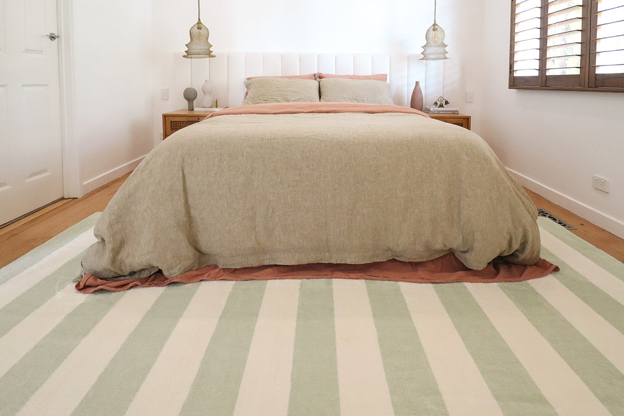 Blair Green Sage Stripe Washable Rug