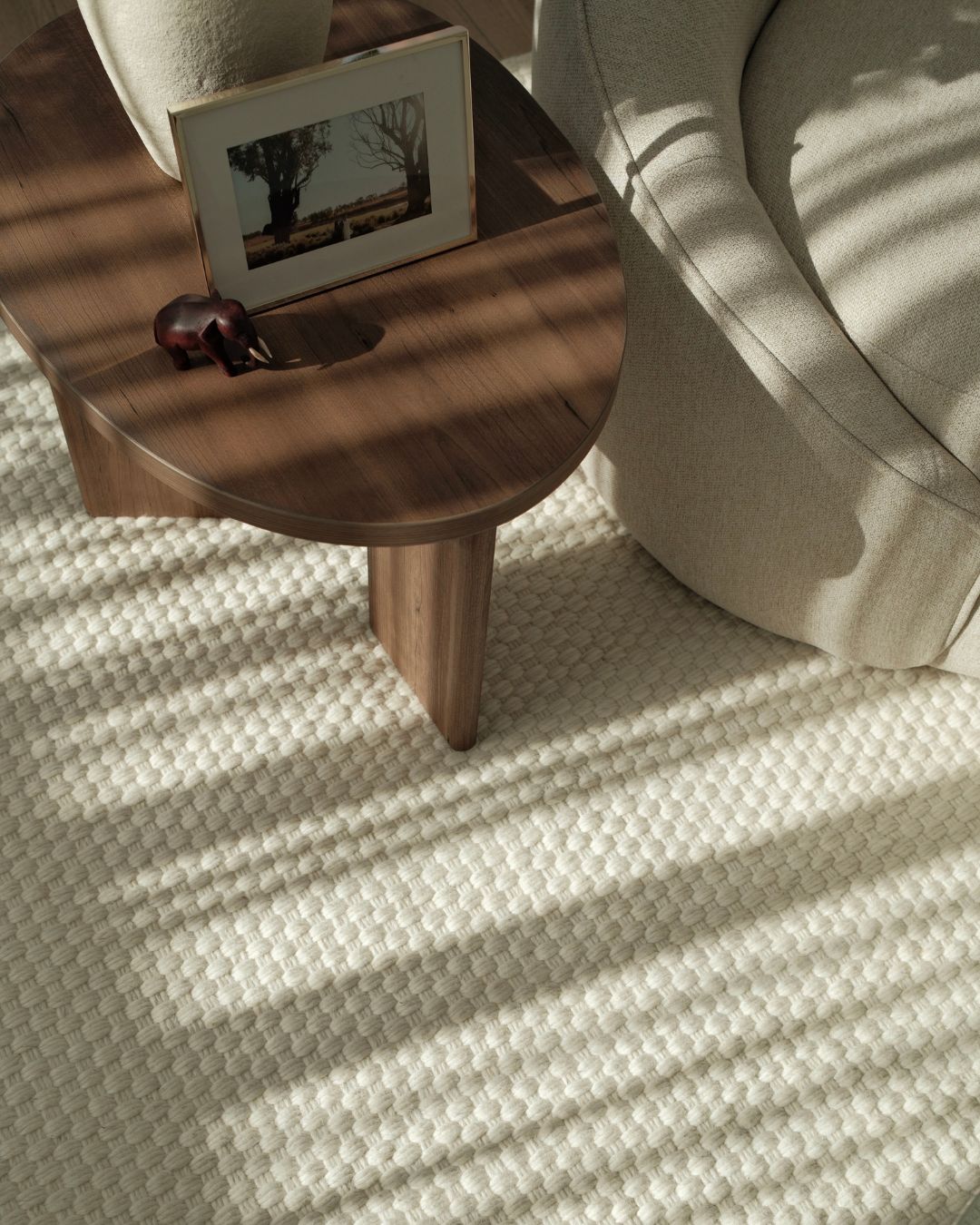 Brecia Cream Basket Weave Wool Rug
