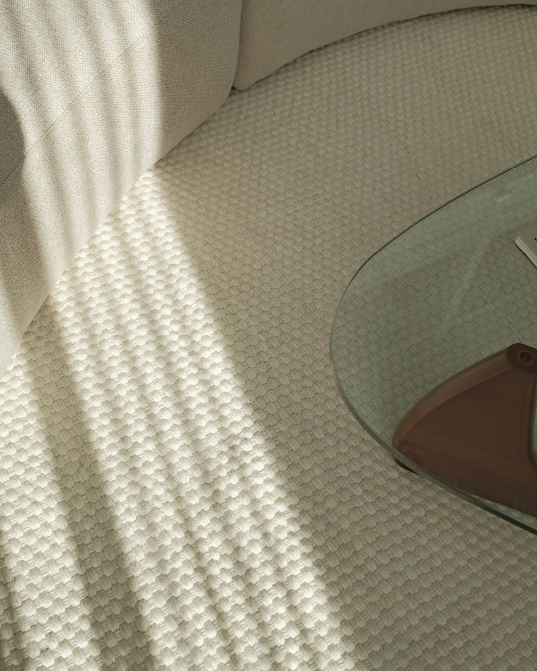 Brecia Cream Basket Weave Wool Rug