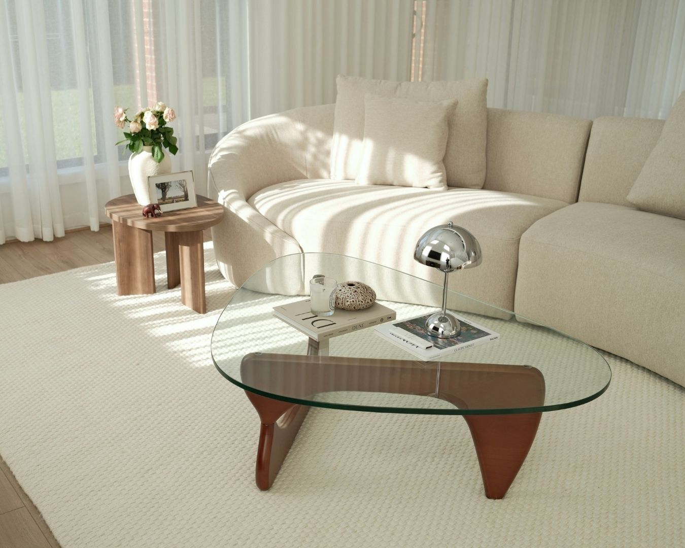 Brecia Cream Basket Weave Wool Rug