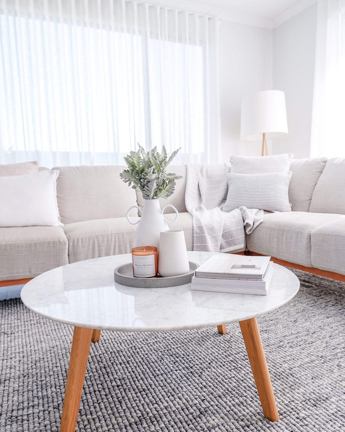 Bree Ivory and Grey Marble Wool Rug