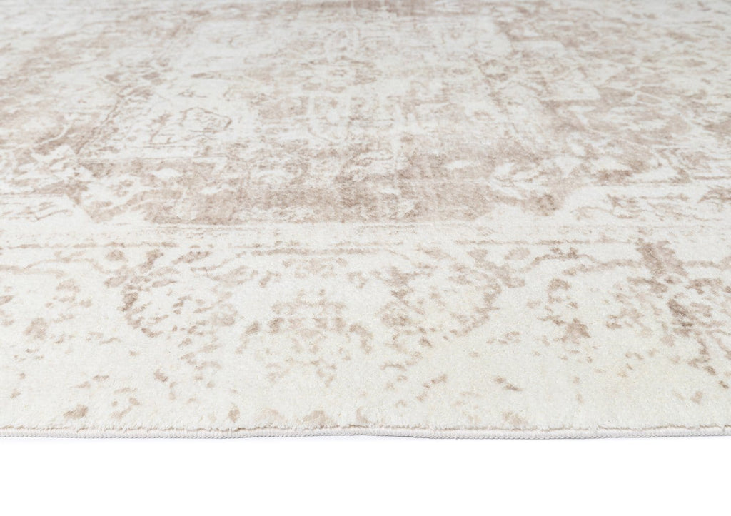 Cabanela Cream and Beige Distressed Washable Rug