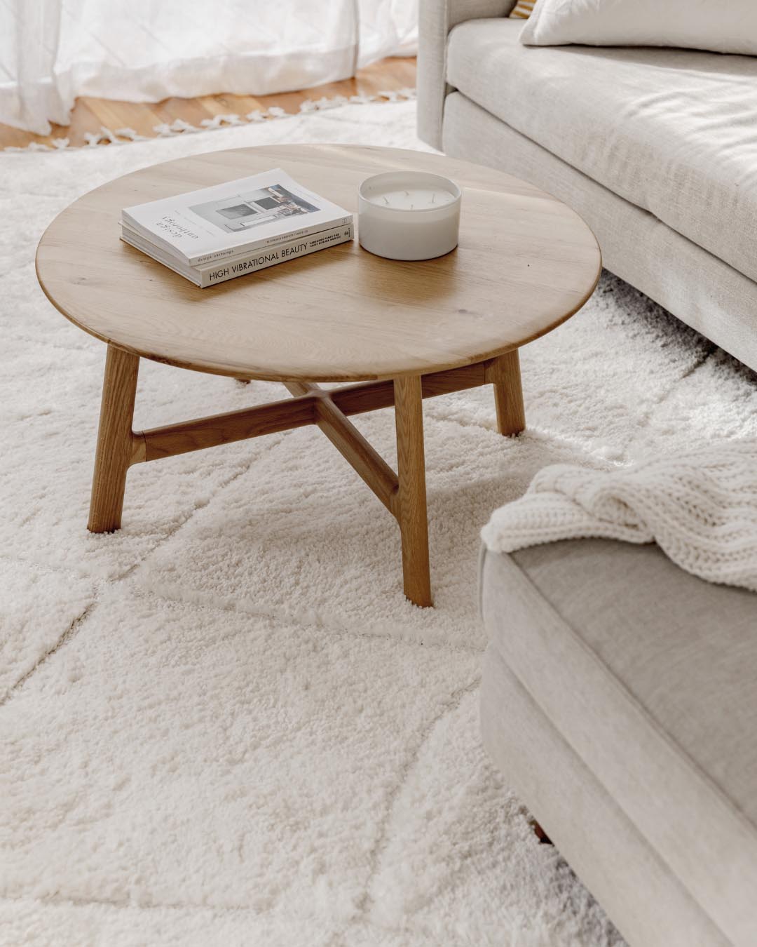 Calypso Ivory Cream Textured Tribal Tassel Rug