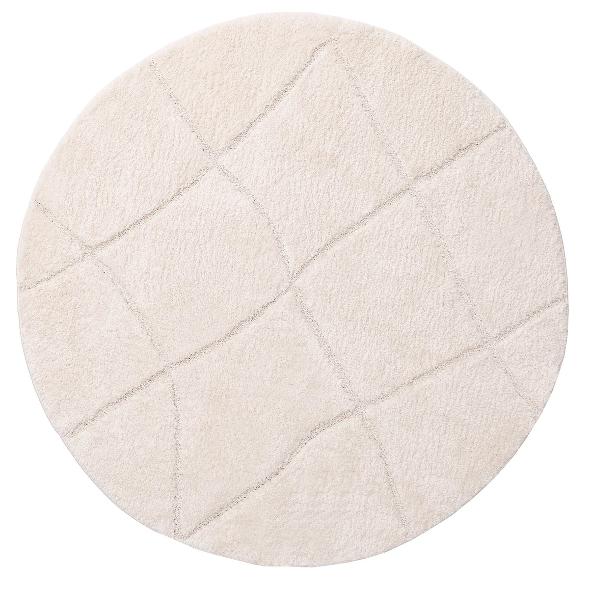 Calypso Ivory Cream Textured Tribal Round Rug