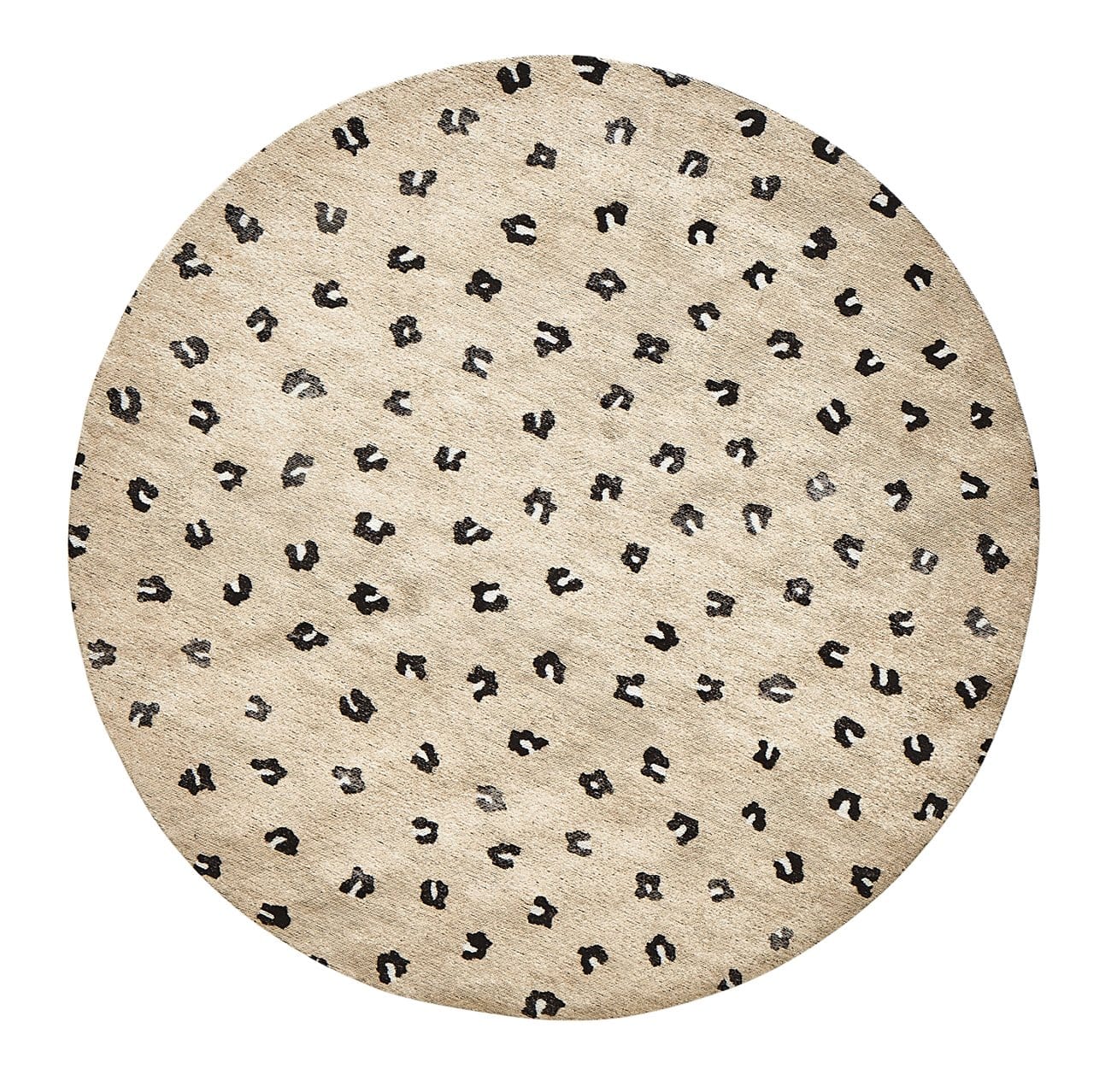 Candice Beige Round Leopard Animal Pattern Rug