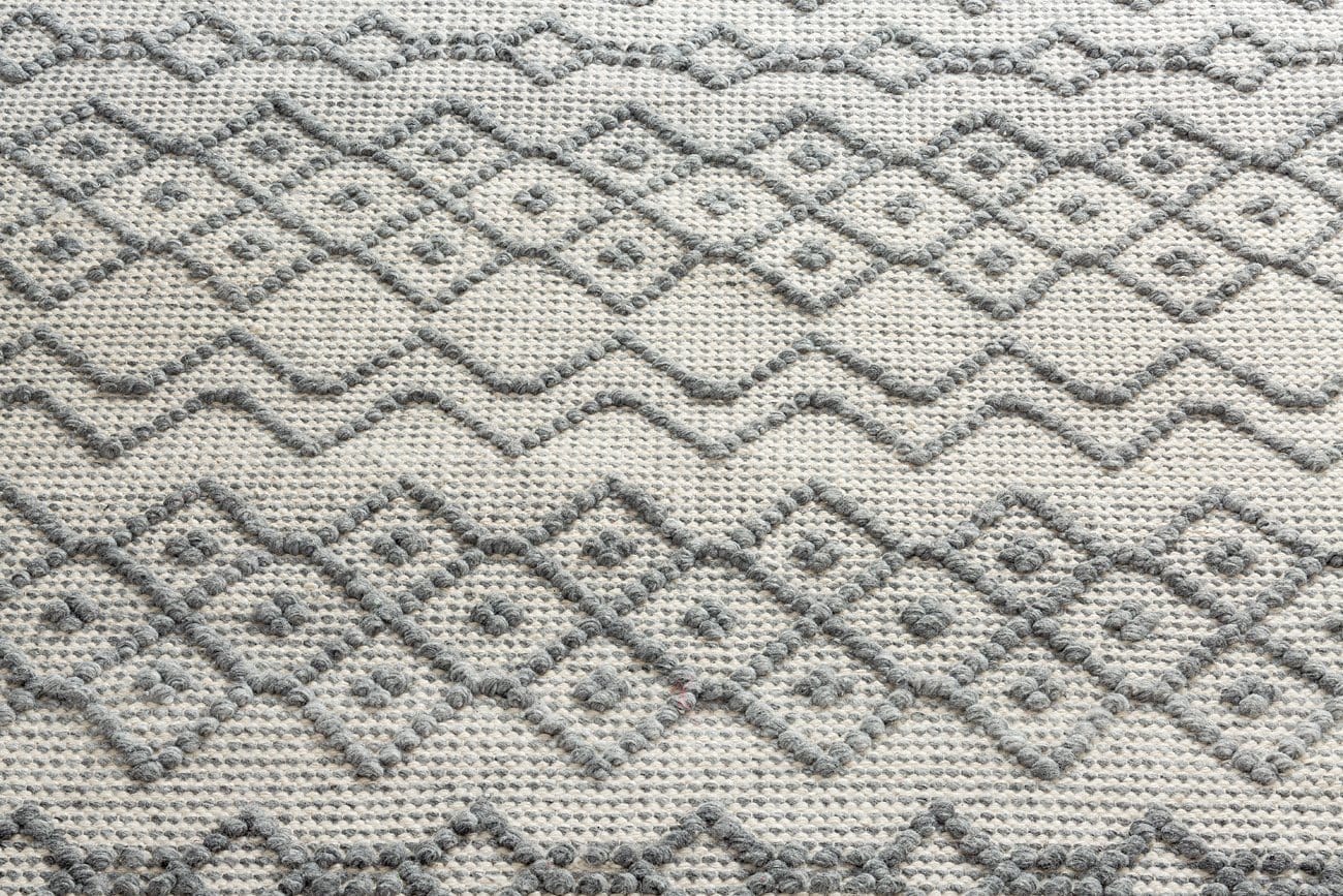 Carlita Grey and Ivory Diamond Pattern Indoor Outdoor Rug