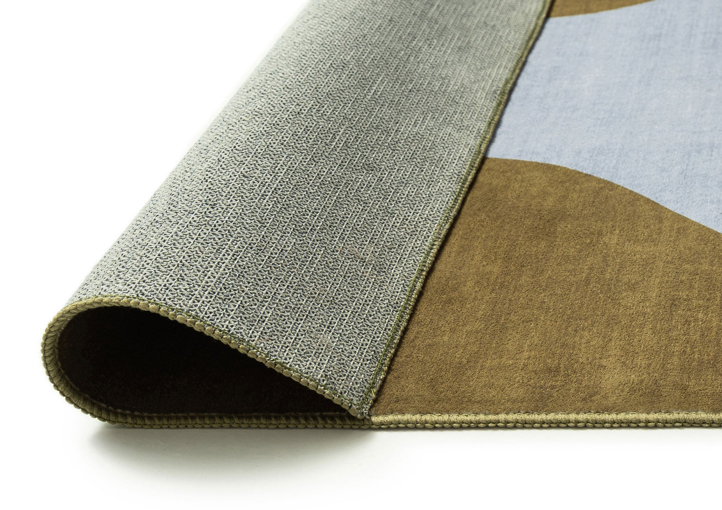 Carmona Olive and Blue Wave Washable Rug