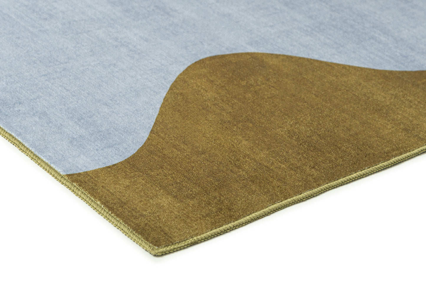 Carmona Olive and Blue Wave Washable Rug