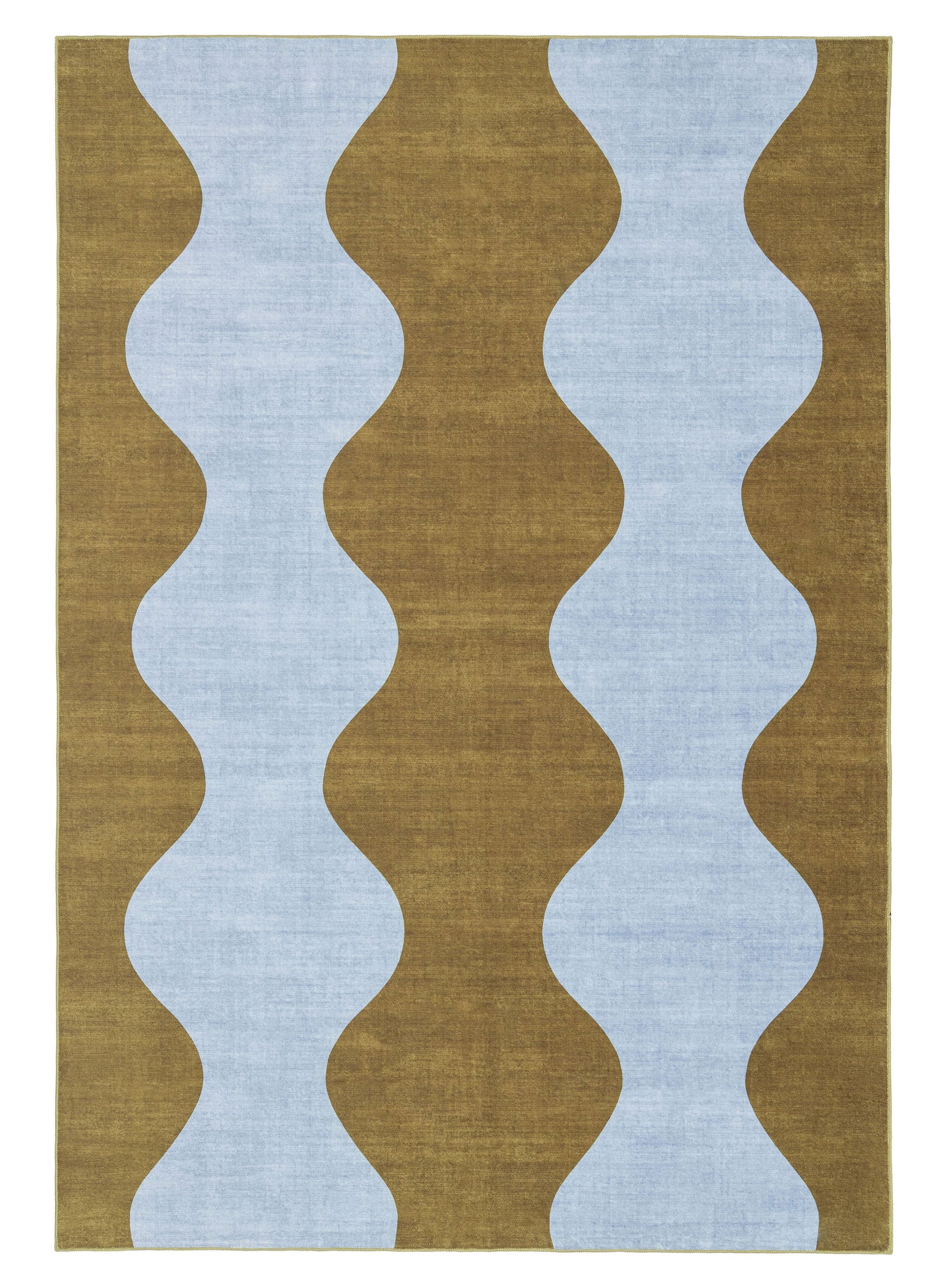 Carmona Olive and Blue Wave Washable Rug