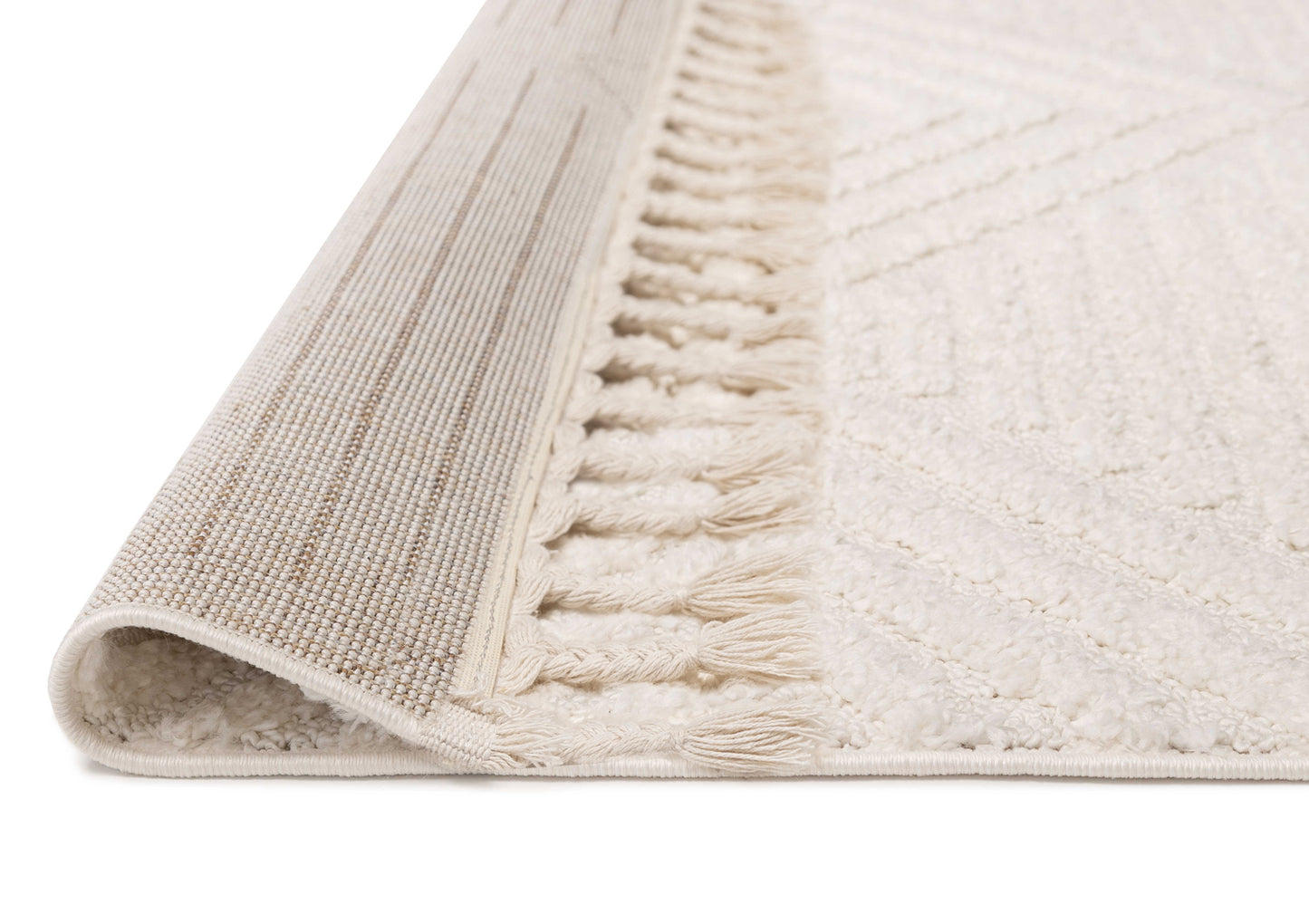 Carrie Ivory Cream Geometric Textured Rug