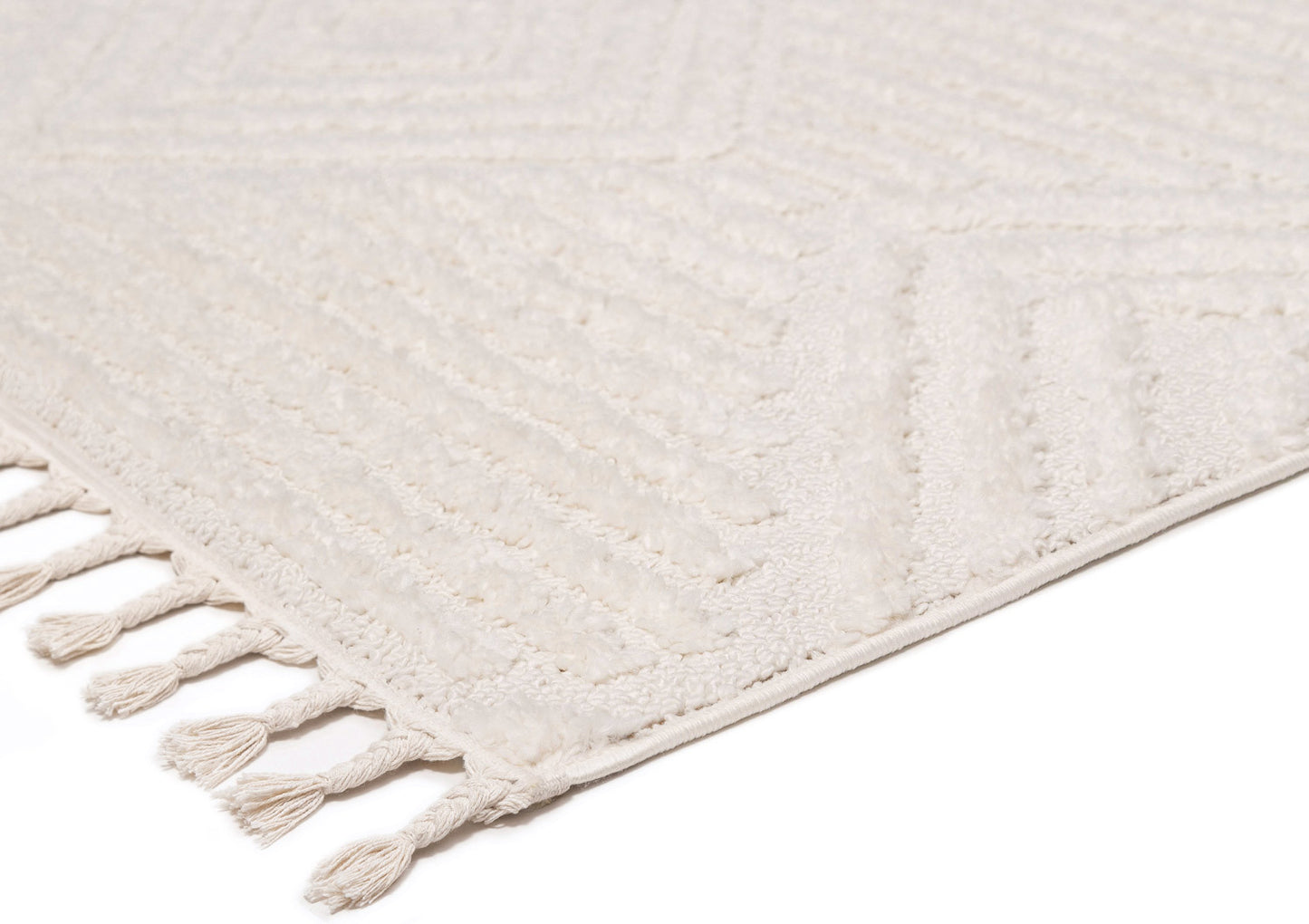 Carrie Ivory Cream Geometric Textured Rug