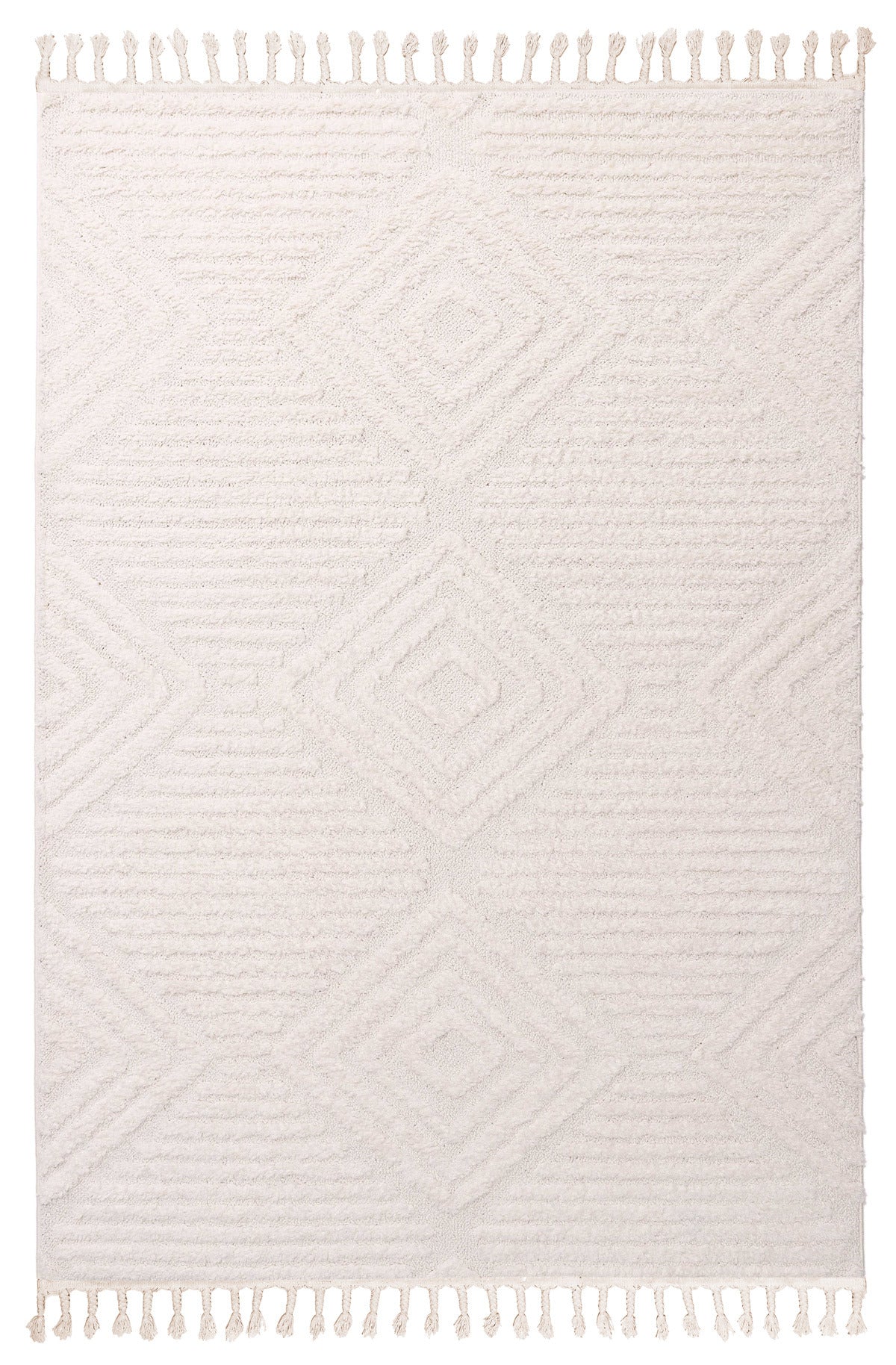 Carrie Ivory Cream Geometric Textured Rug