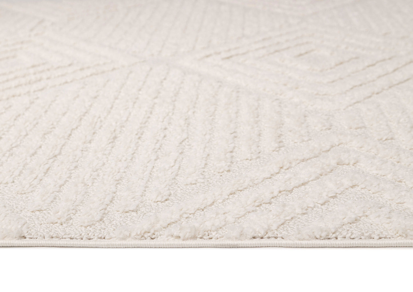 Carrie Ivory Cream Geometric Textured Rug