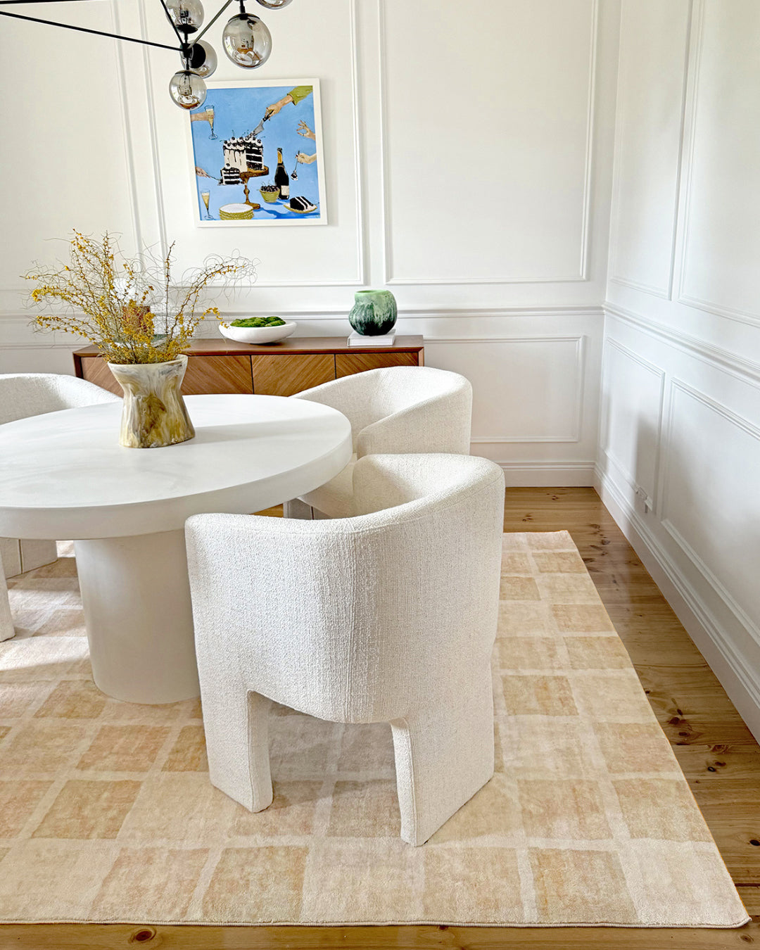 Caspia Beige Brown Checkered Washable Rug