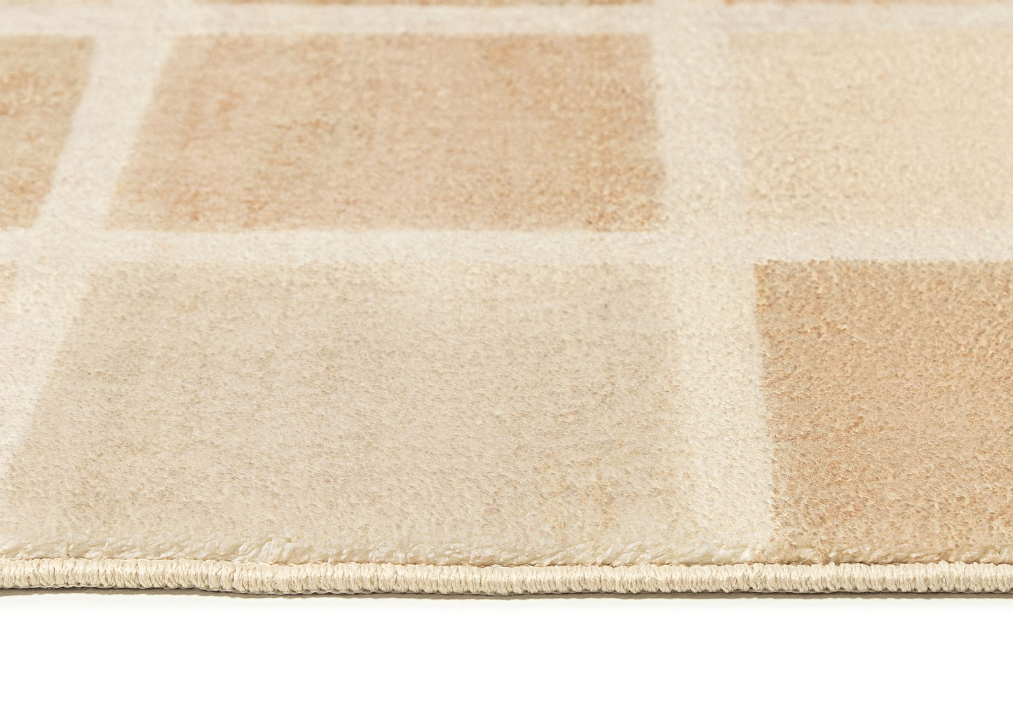 Caspia Beige Brown Checkered Washable Rug