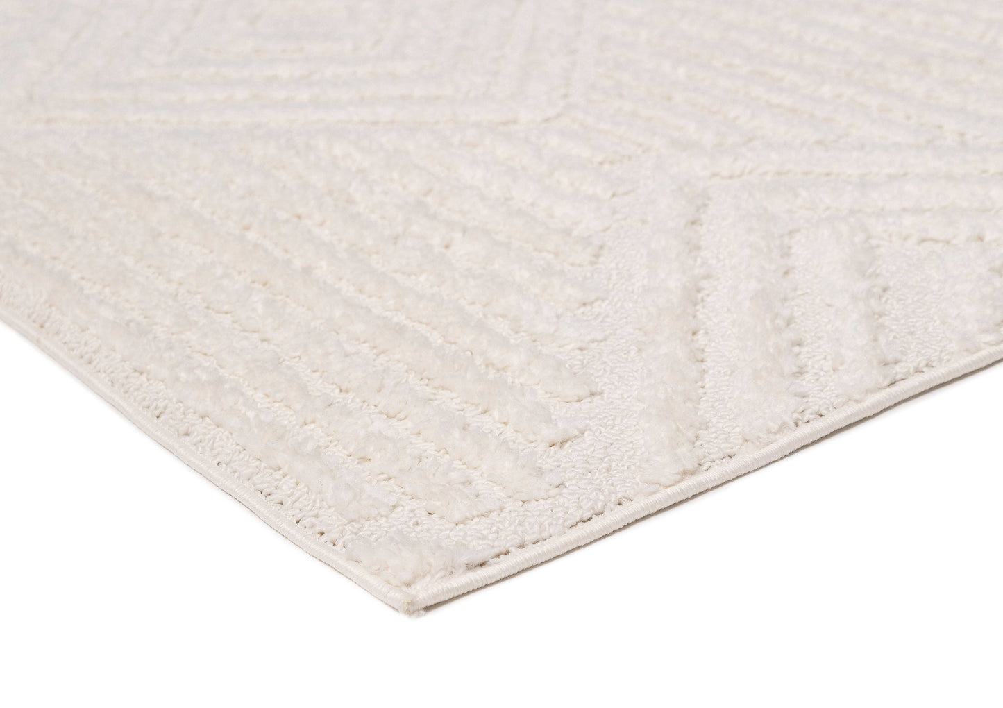 Catriona Ivory Cream Geometric Textured Rug