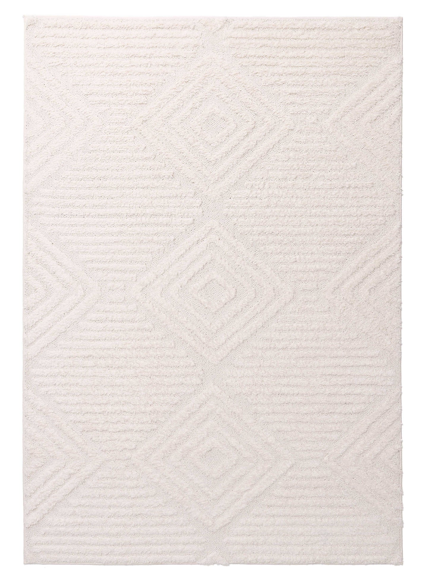 Catriona Ivory Cream Geometric Textured Rug