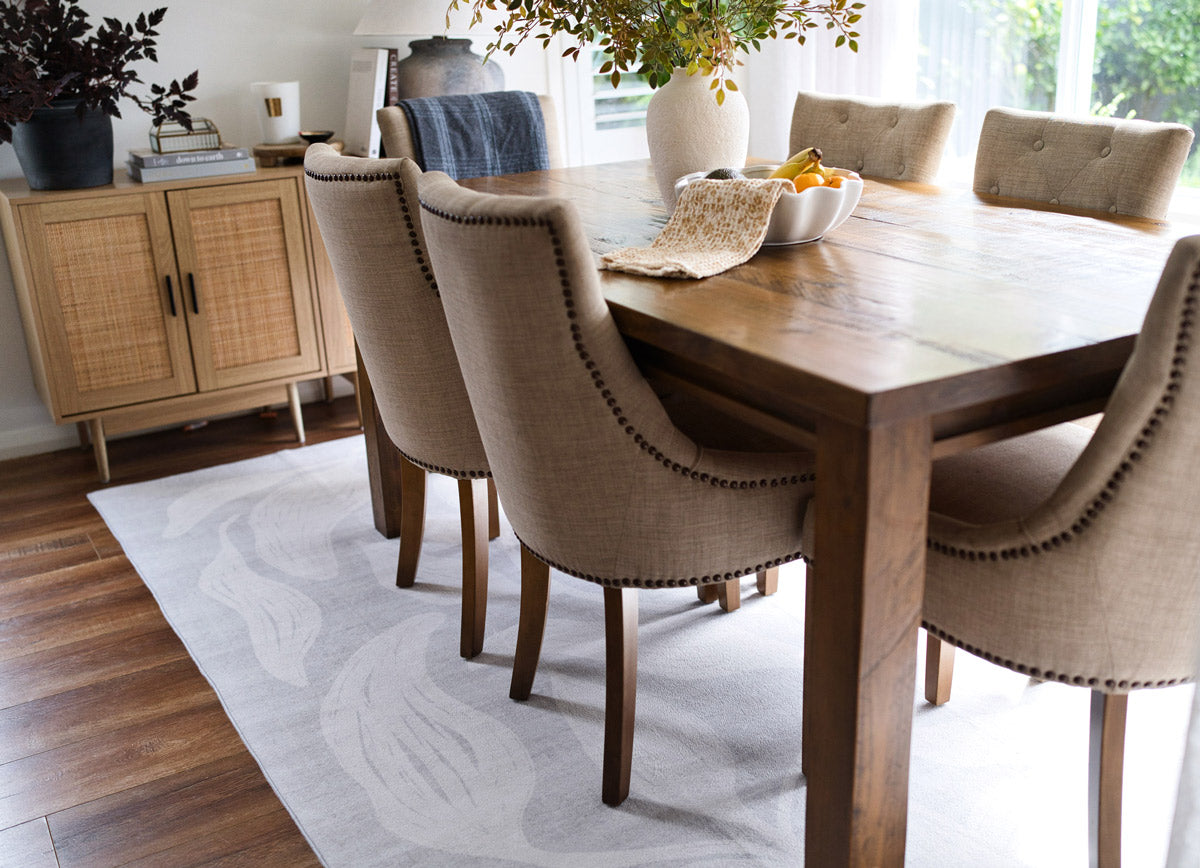 Cattleya Grey Botanical Washable Rug