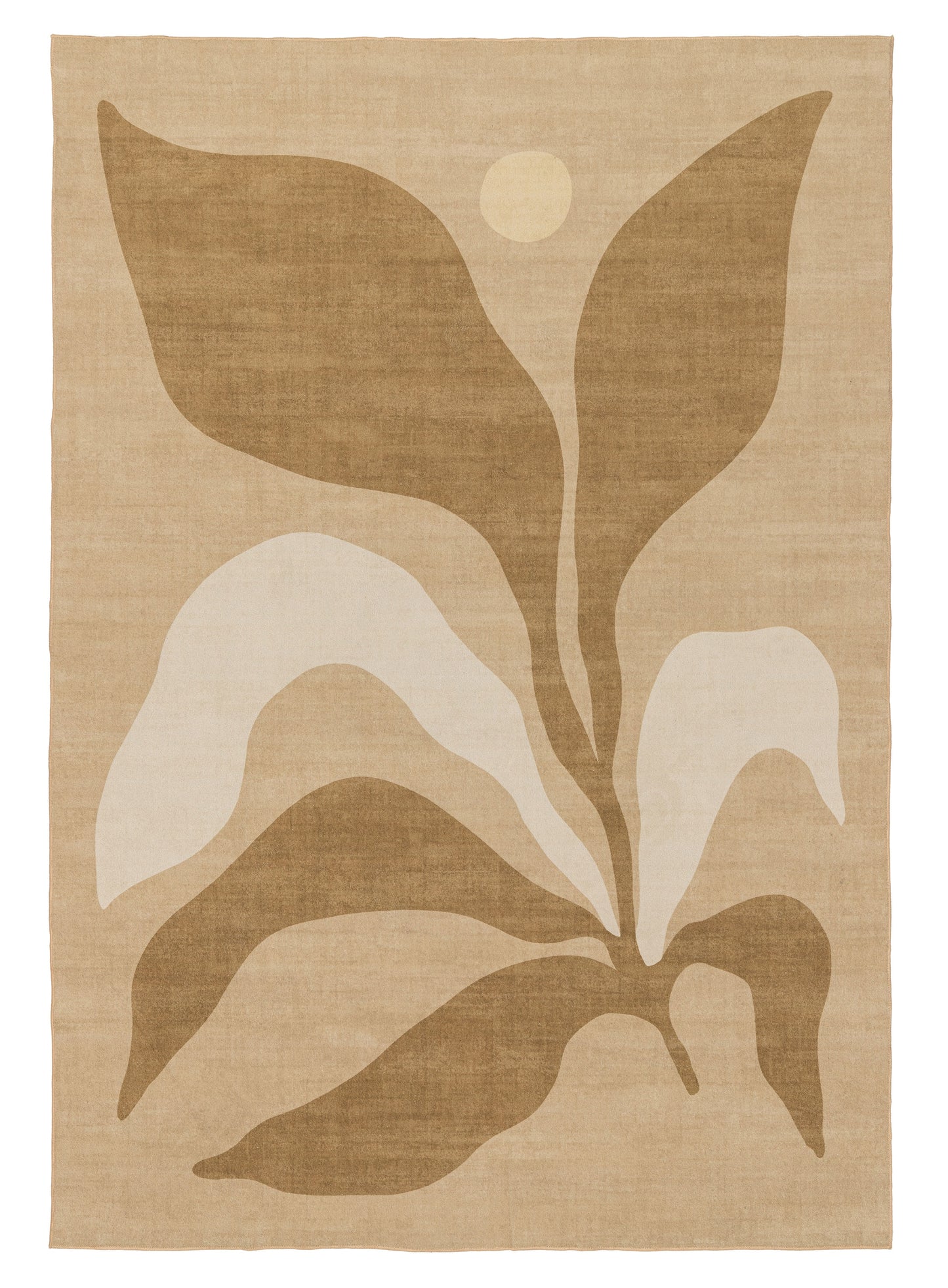 Cece Beige and Brown Botanical Washable Rug
